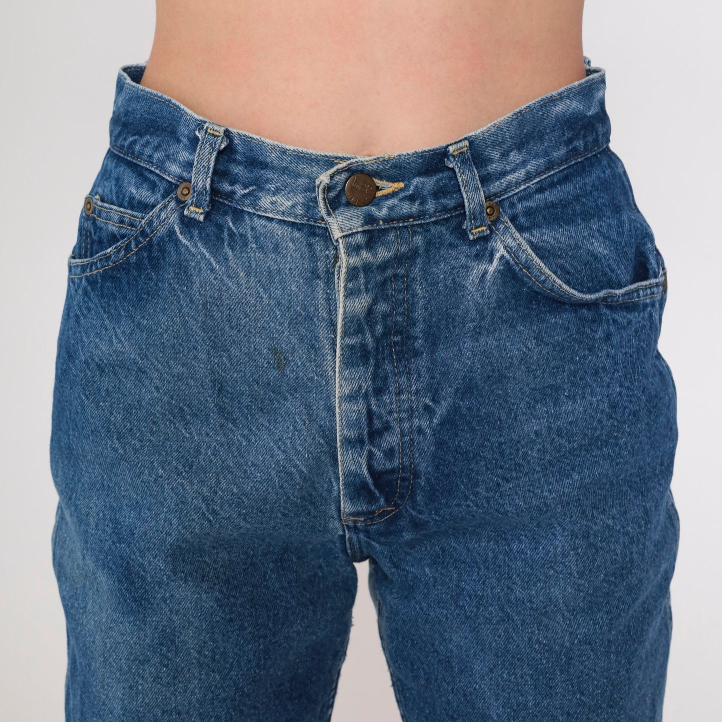 90s Lee High Waisted Straight Leg Jeans Medium Blue Button Fly Medium