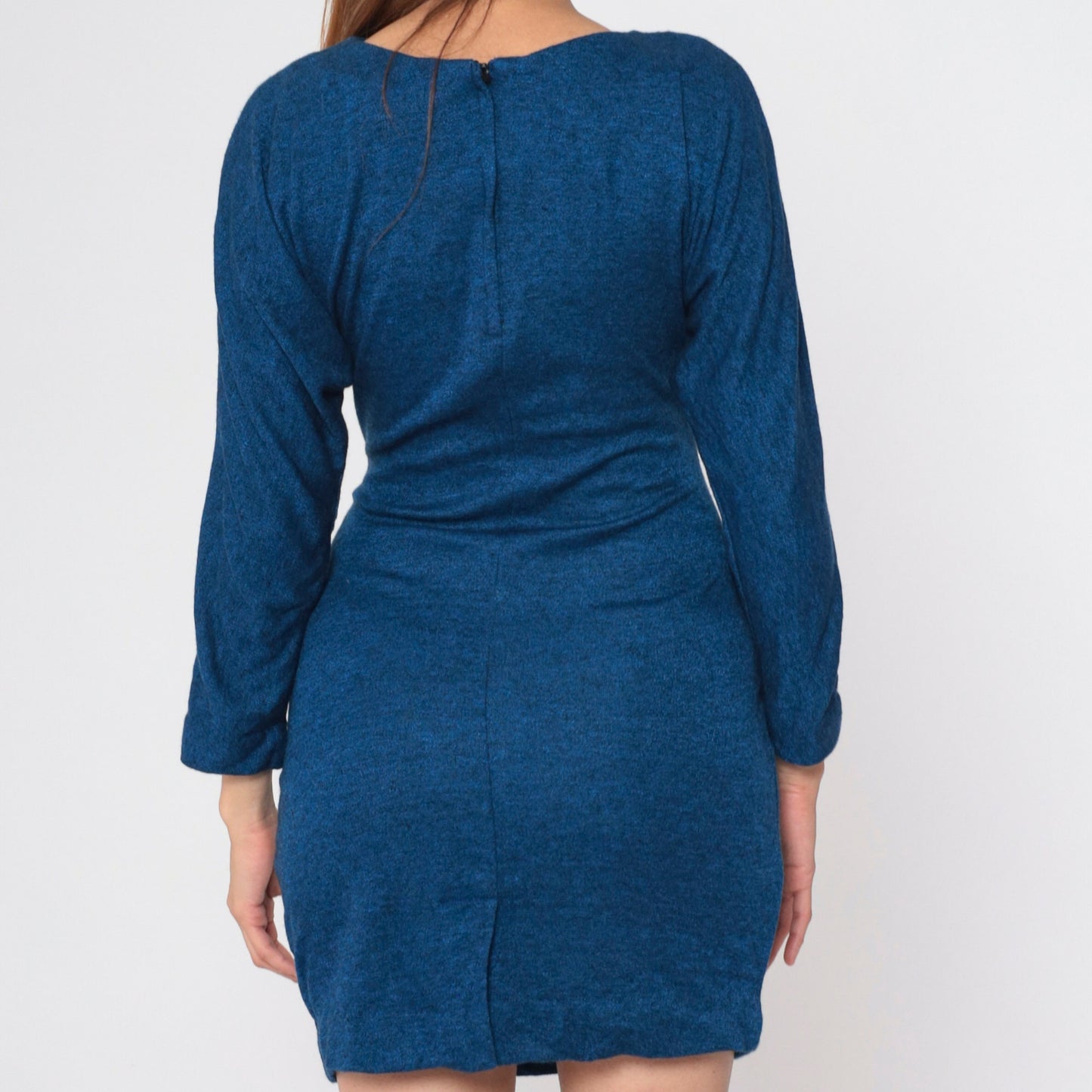 90s All That Jazz Knot Front Mini Dress Dark Blue Flecked Small