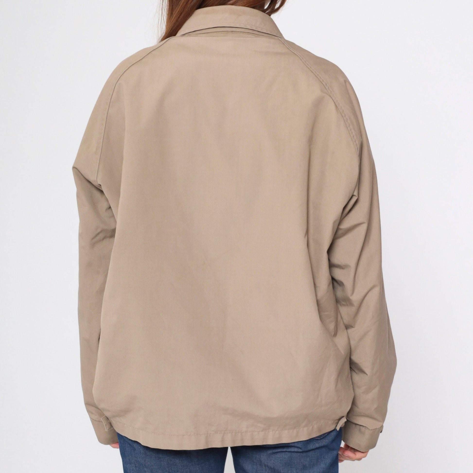 London Fog 80s Khaki Windbreaker Jacket Raglan Faux Fur Lining Large