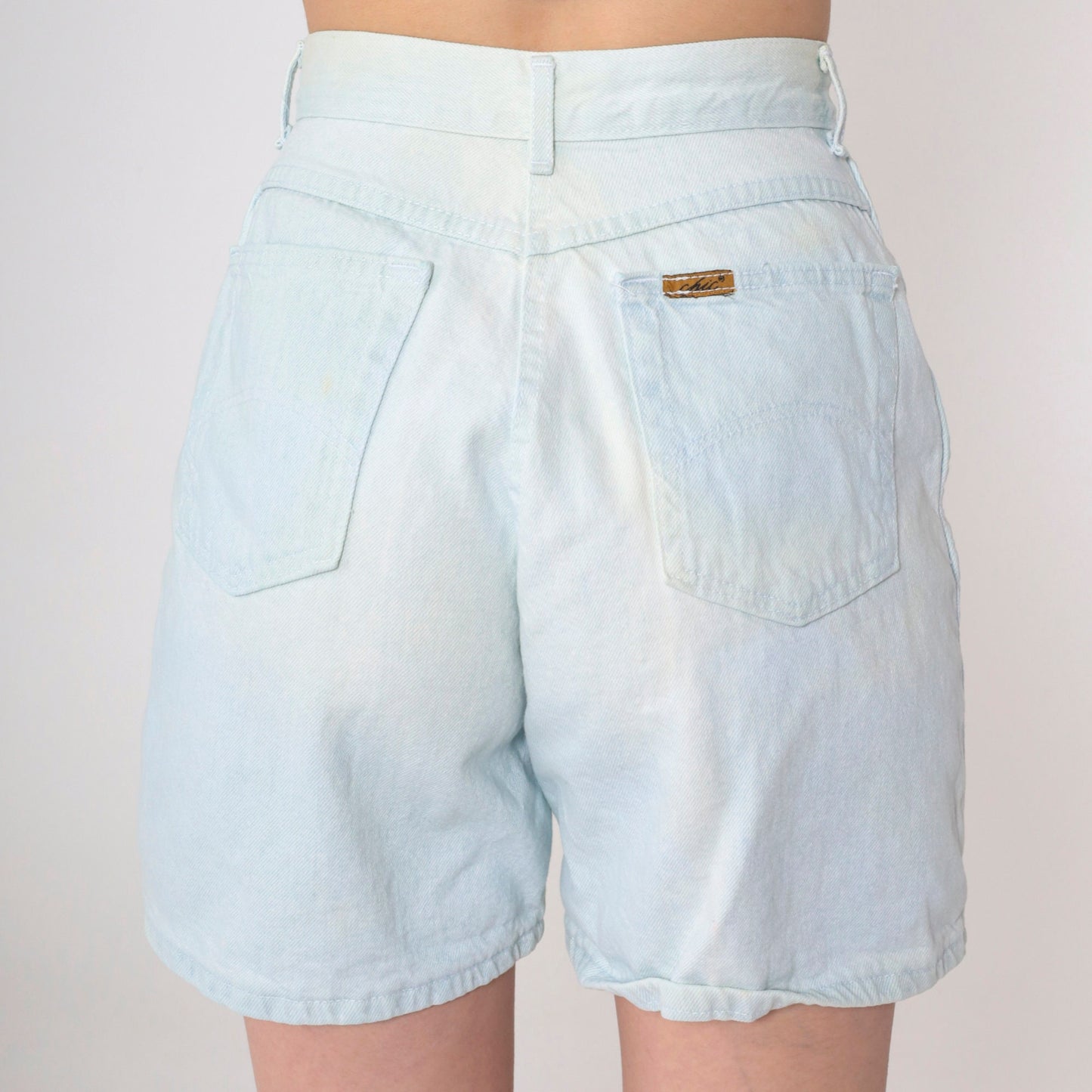 90s Light Wash Denim Shorts High Rise Jean Shorts Stone Wash Small 26