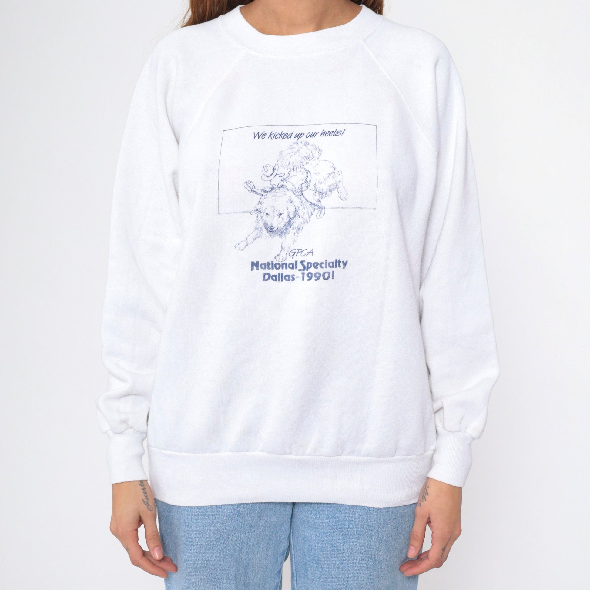 90s GPCA Great Pyrenees Club America Dallas 1990 Sweatshirt White Raglan Large