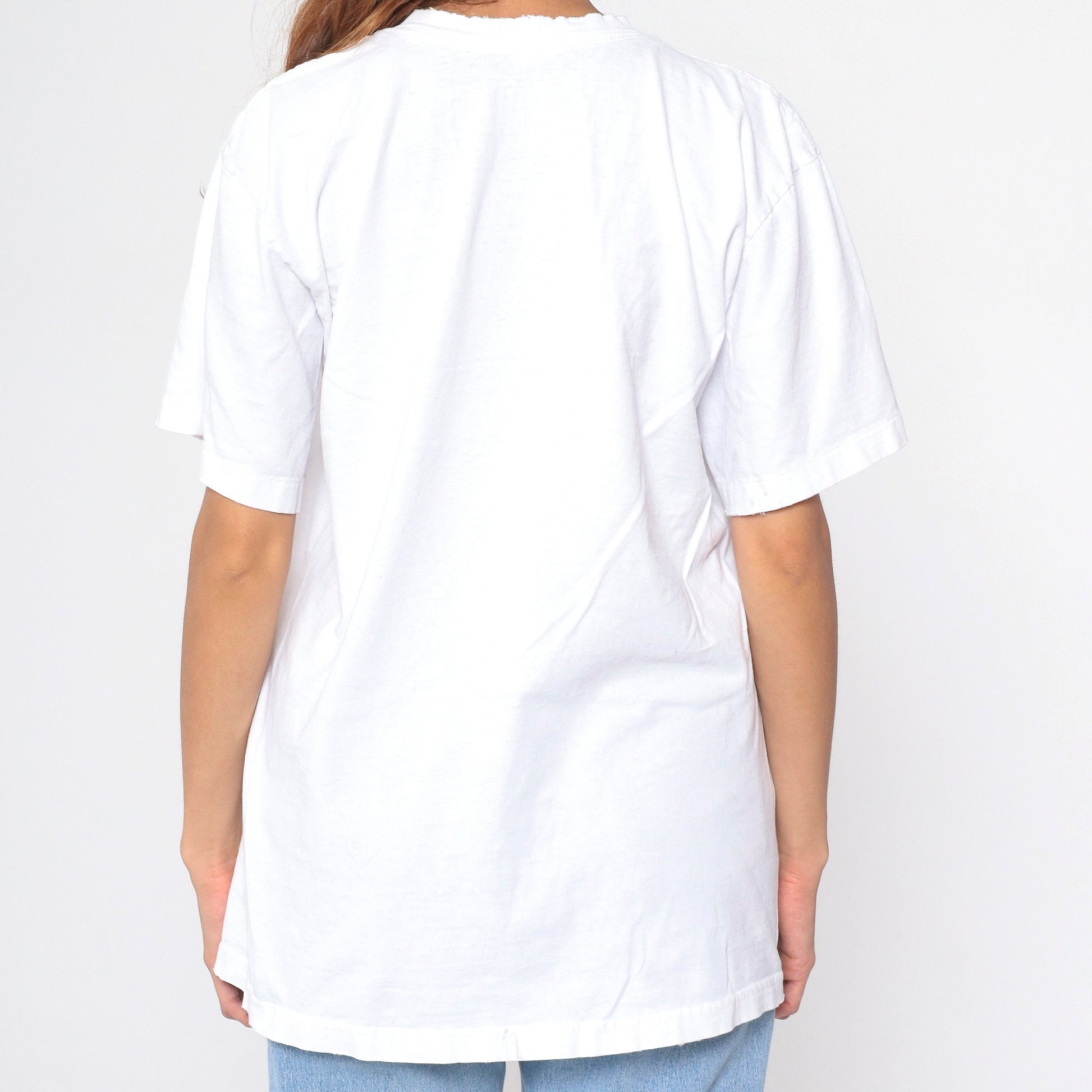 90s Lisbon Belém Tower Portugal Graphic T-Shirt White Distressed Large