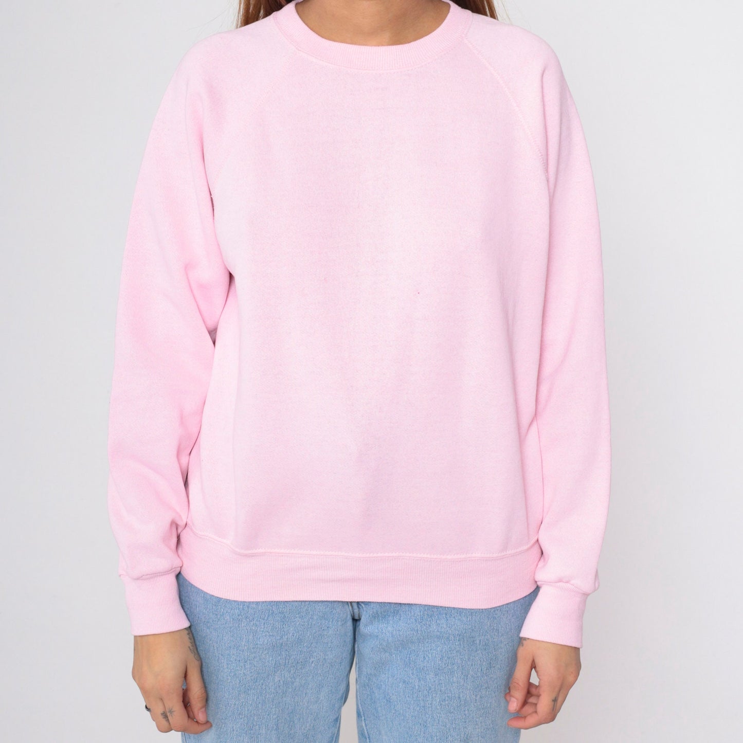 80s Lee Baby Pink Raglan Sweatshirt Crewneck Slouchy Medium