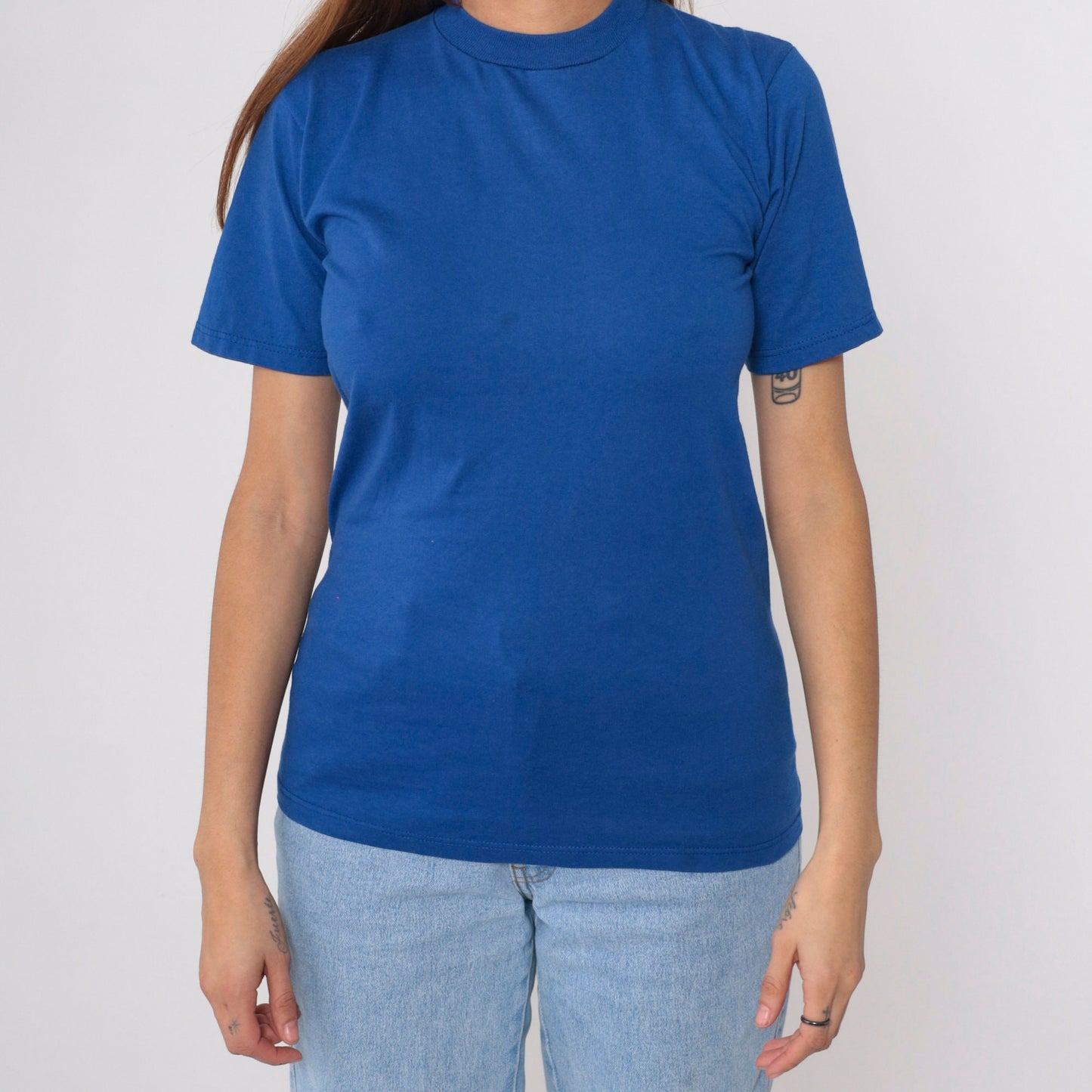 90s Jerzees Royal Blue Crewneck T-Shirt Plain Tee Extra Small XS