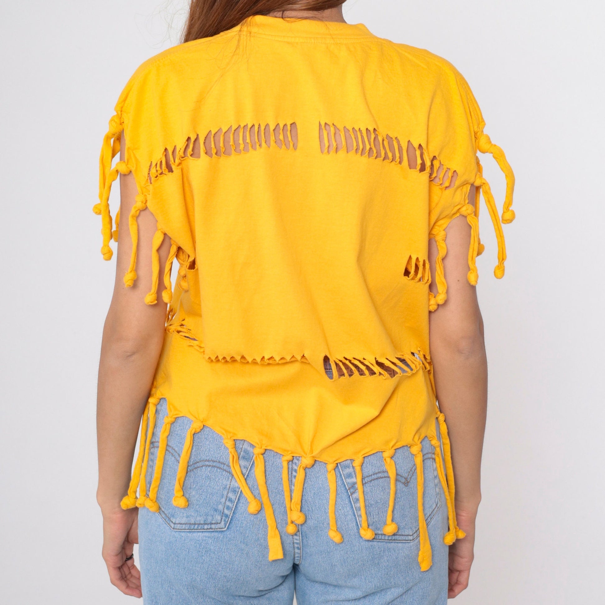 90s Bahamas Nassau Turtle Cutout T-Shirt Yellow Graphic Tee Medium