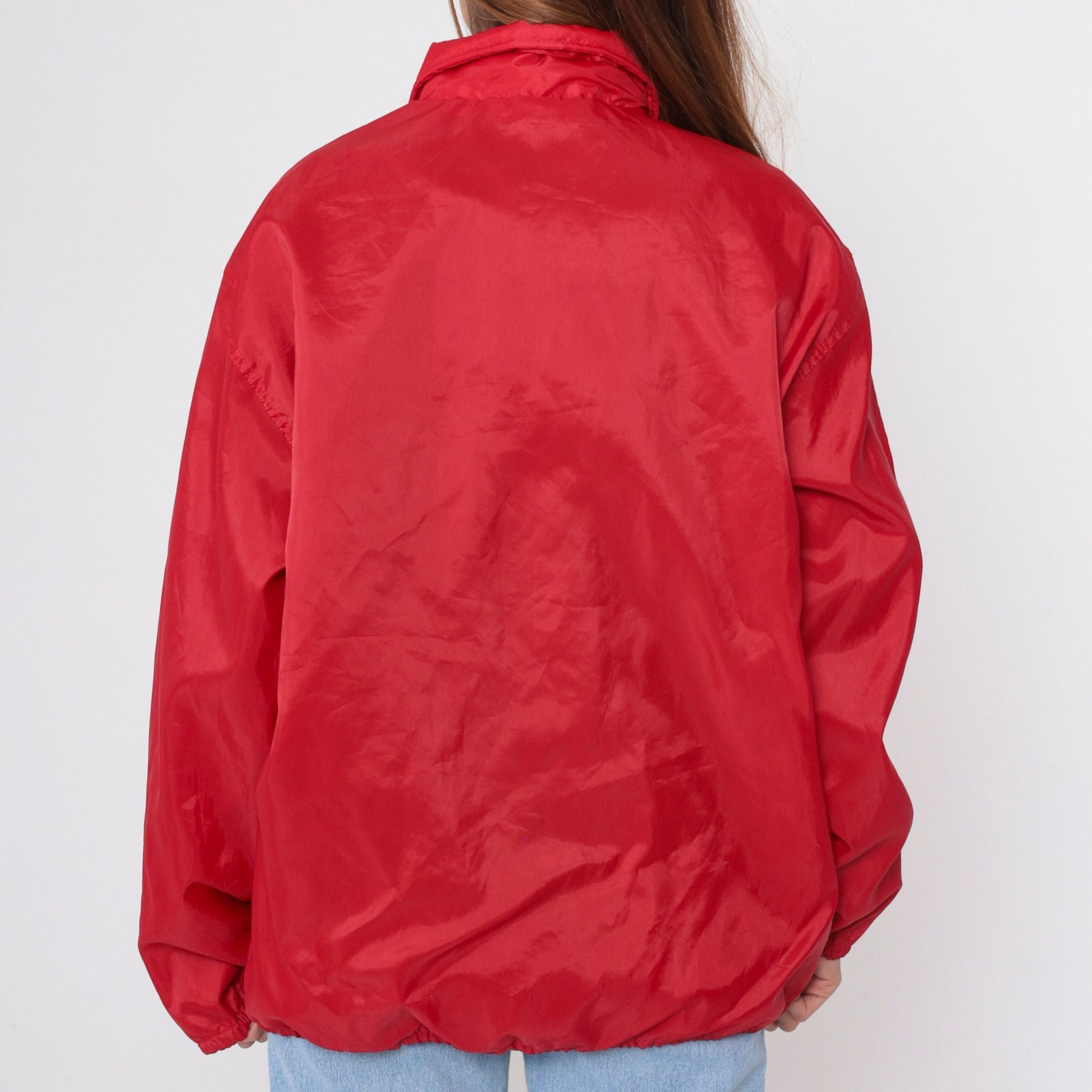 80s Wendell Roberson Farms Tifton Georgia Snap Windbreaker Jacket Red Large L