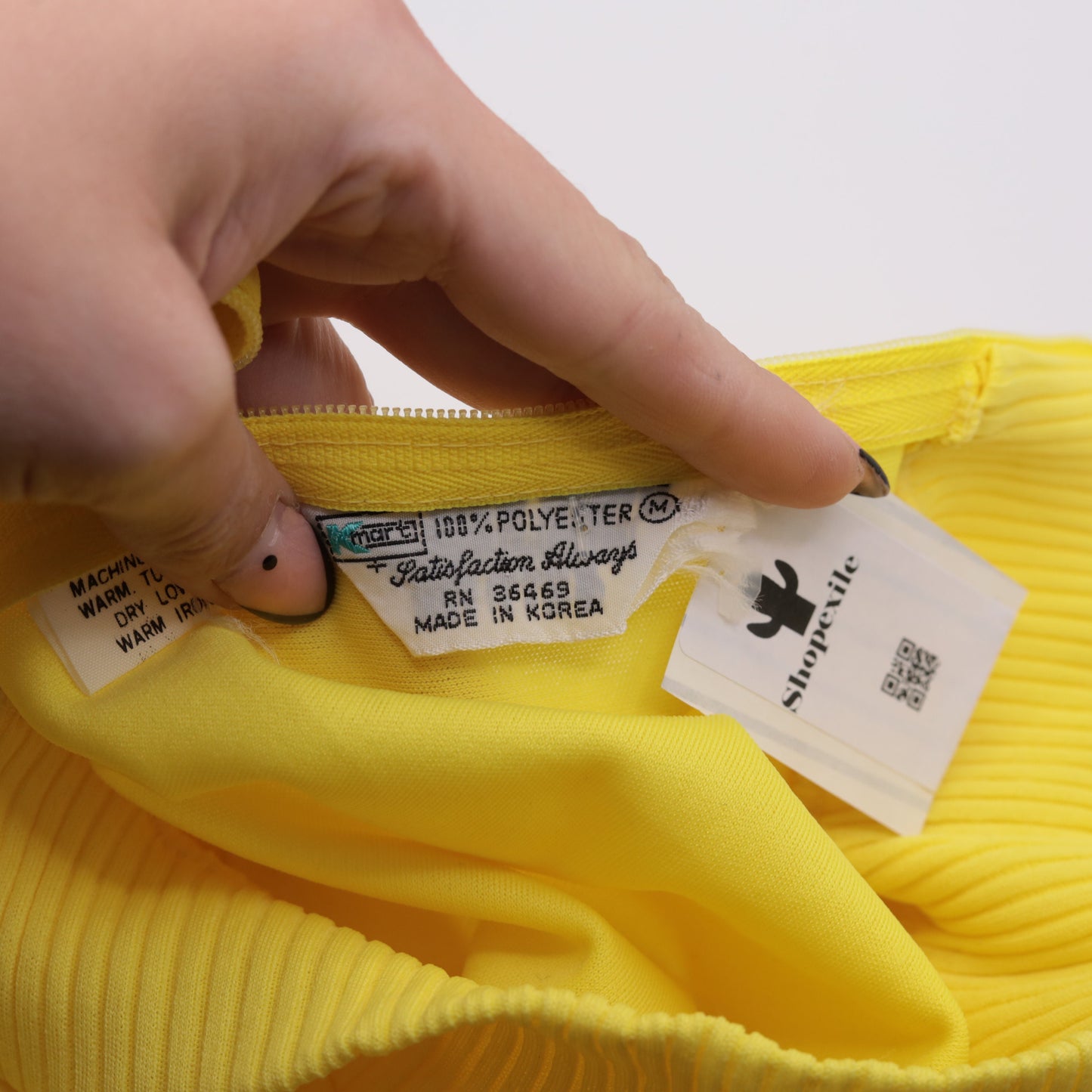 70s Yellow Mock Neck Blouse Long Sleeve Polyester Vintage Shirt Small