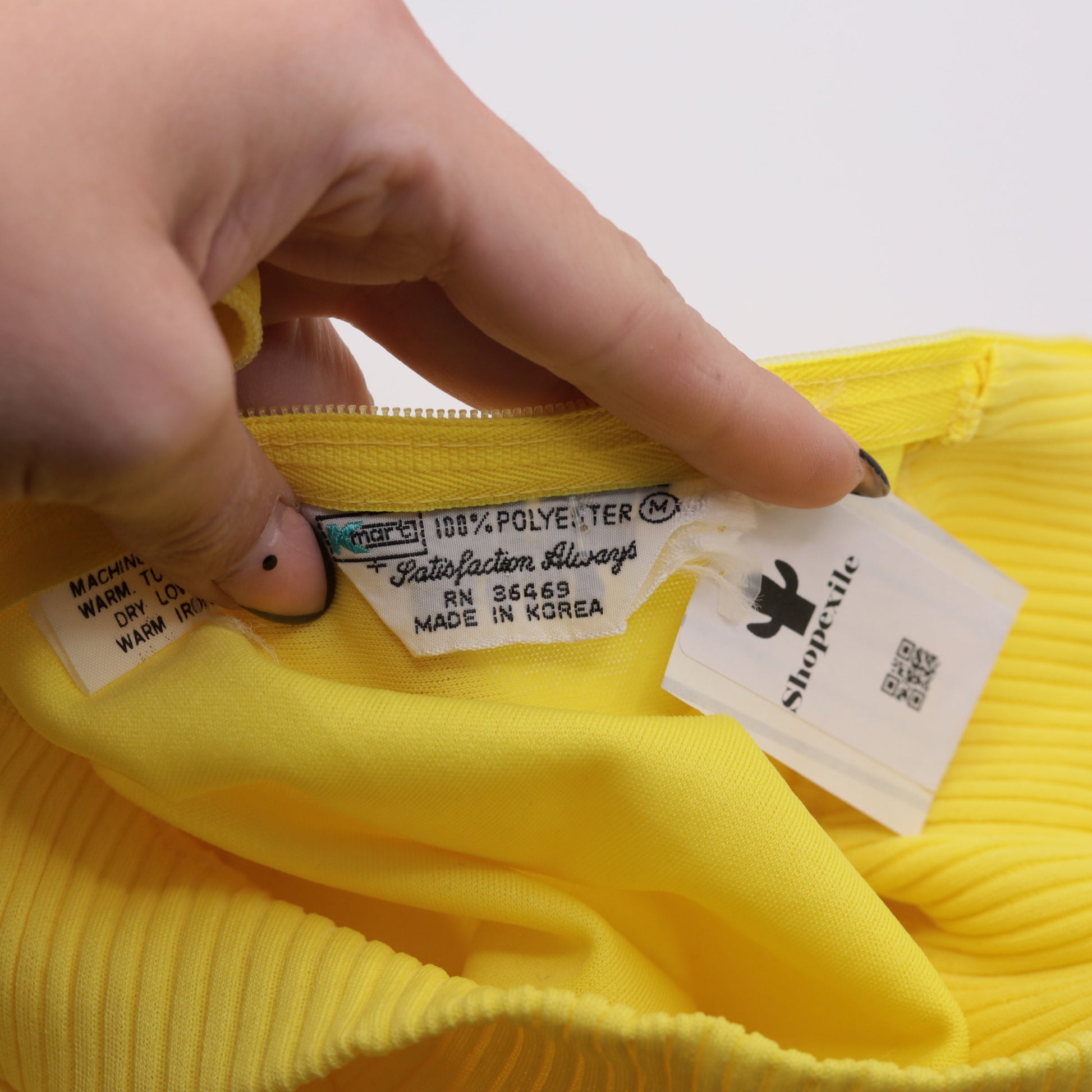 70s Yellow Mock Neck Blouse Long Sleeve Polyester Vintage Shirt Small
