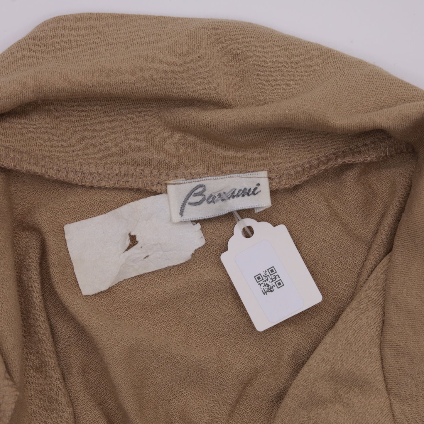 90s Tan Button-Up Blouse Collared 3/4 Sleeve Shirt Small S