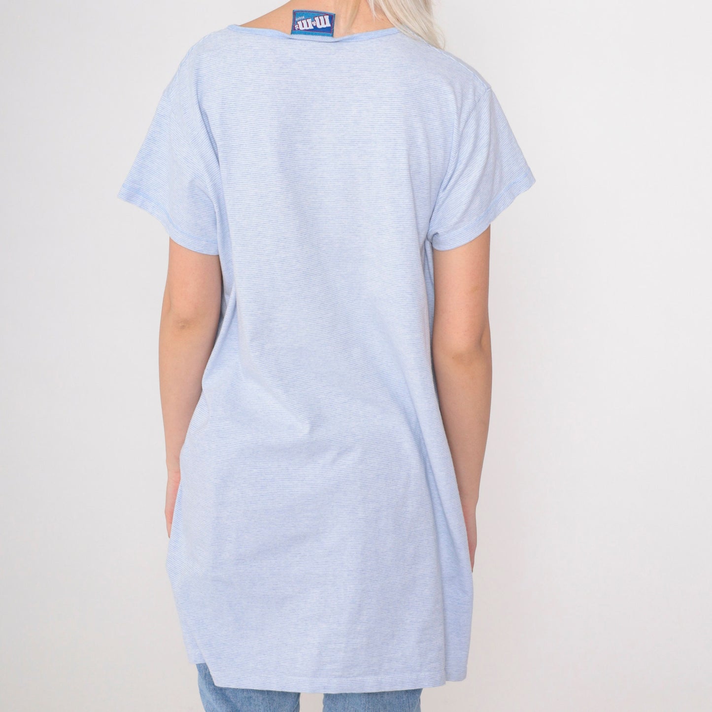 90s M&Ms T-Shirt Dress Blue Striped Graphic Pajama Dress Large XL