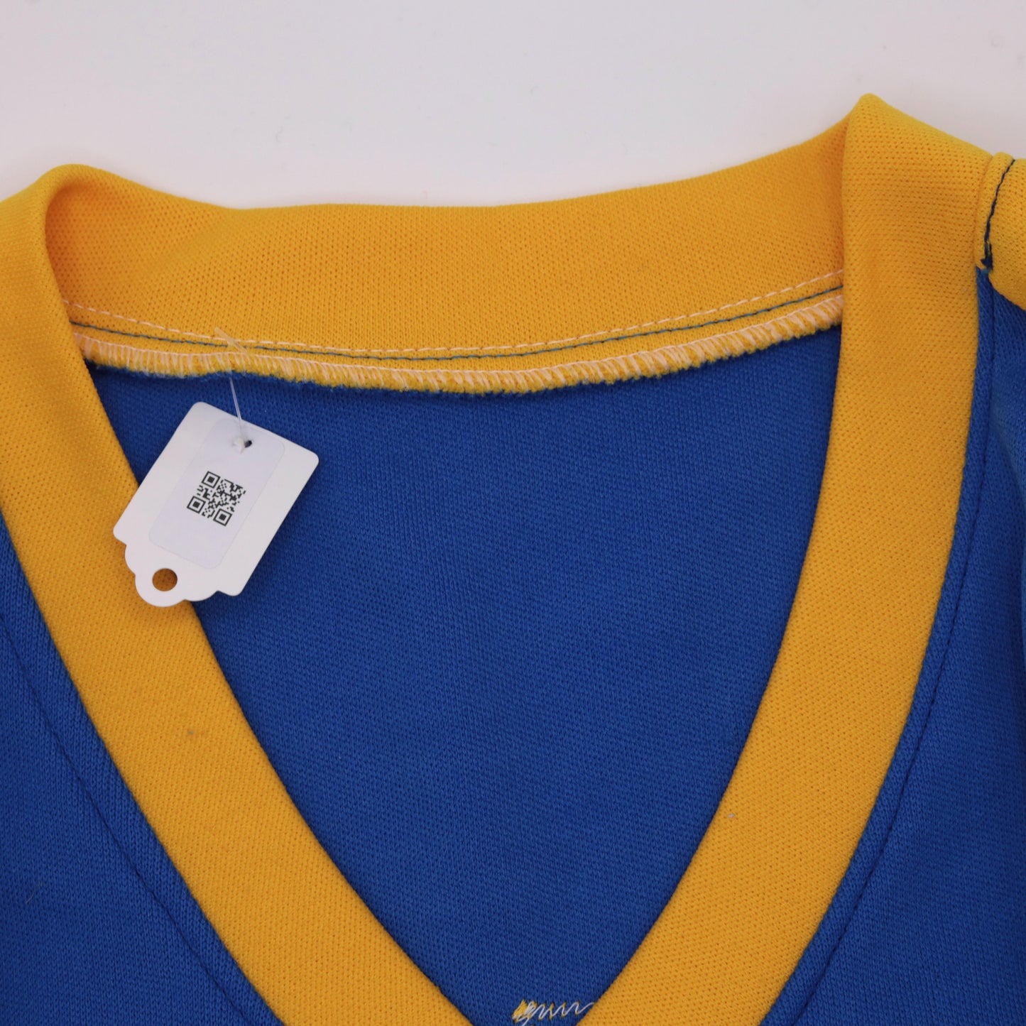 70s Trans Express Steve 31 Baseball Ringer Tee V-Neck Raglan Yellow Blue Medium