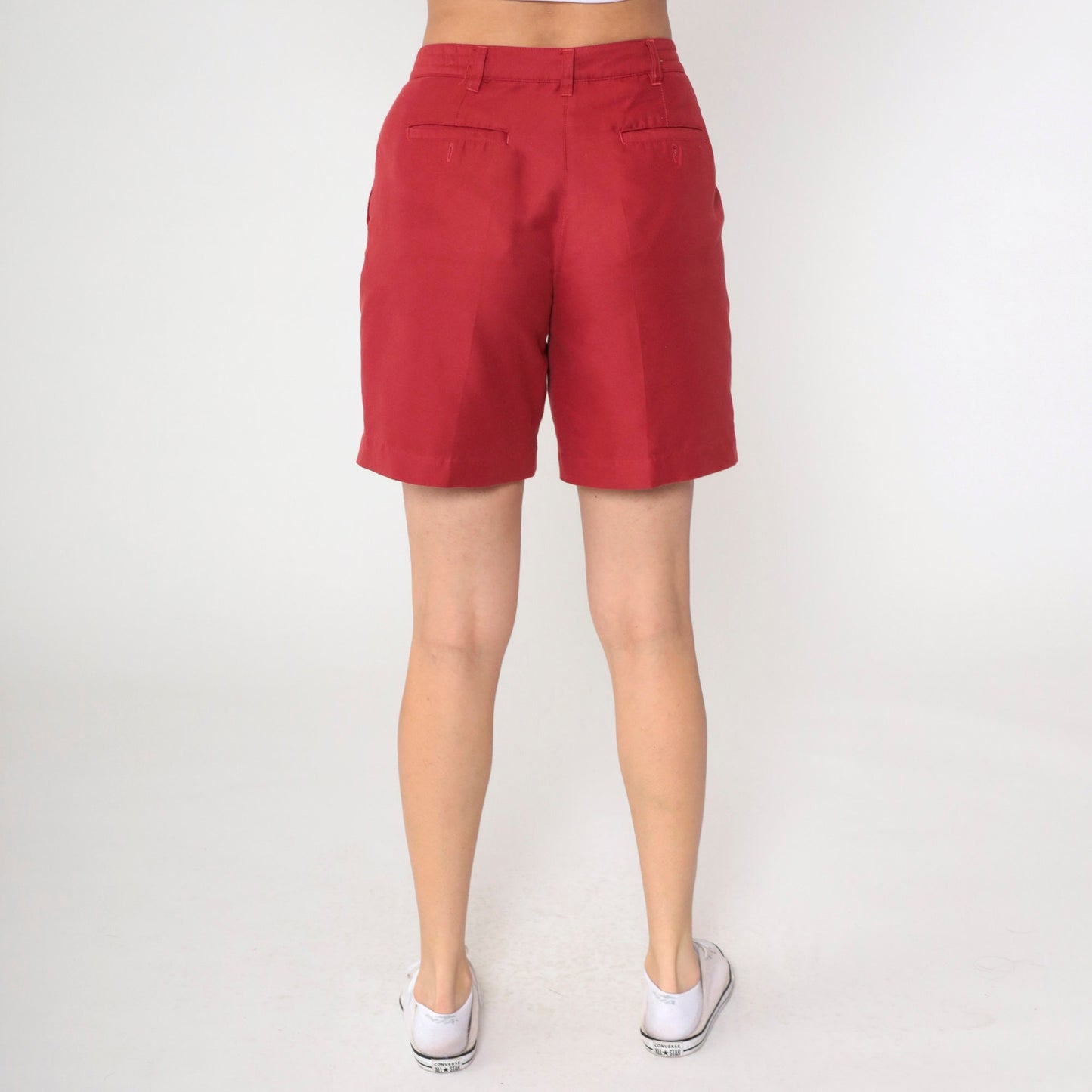 00s Makaha Valley Country Club Red Pleated High-Waist Shorts Small