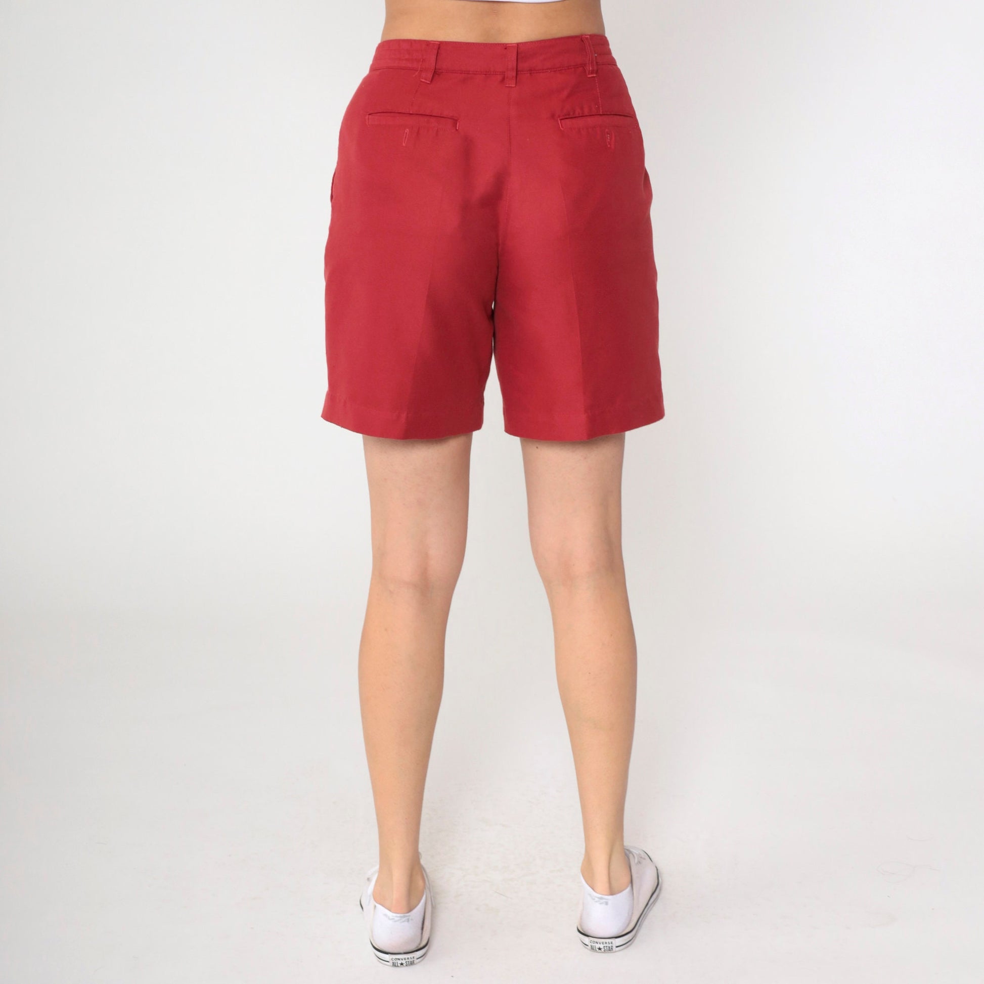 00s Makaha Valley Country Club Red Pleated High-Waist Shorts Small