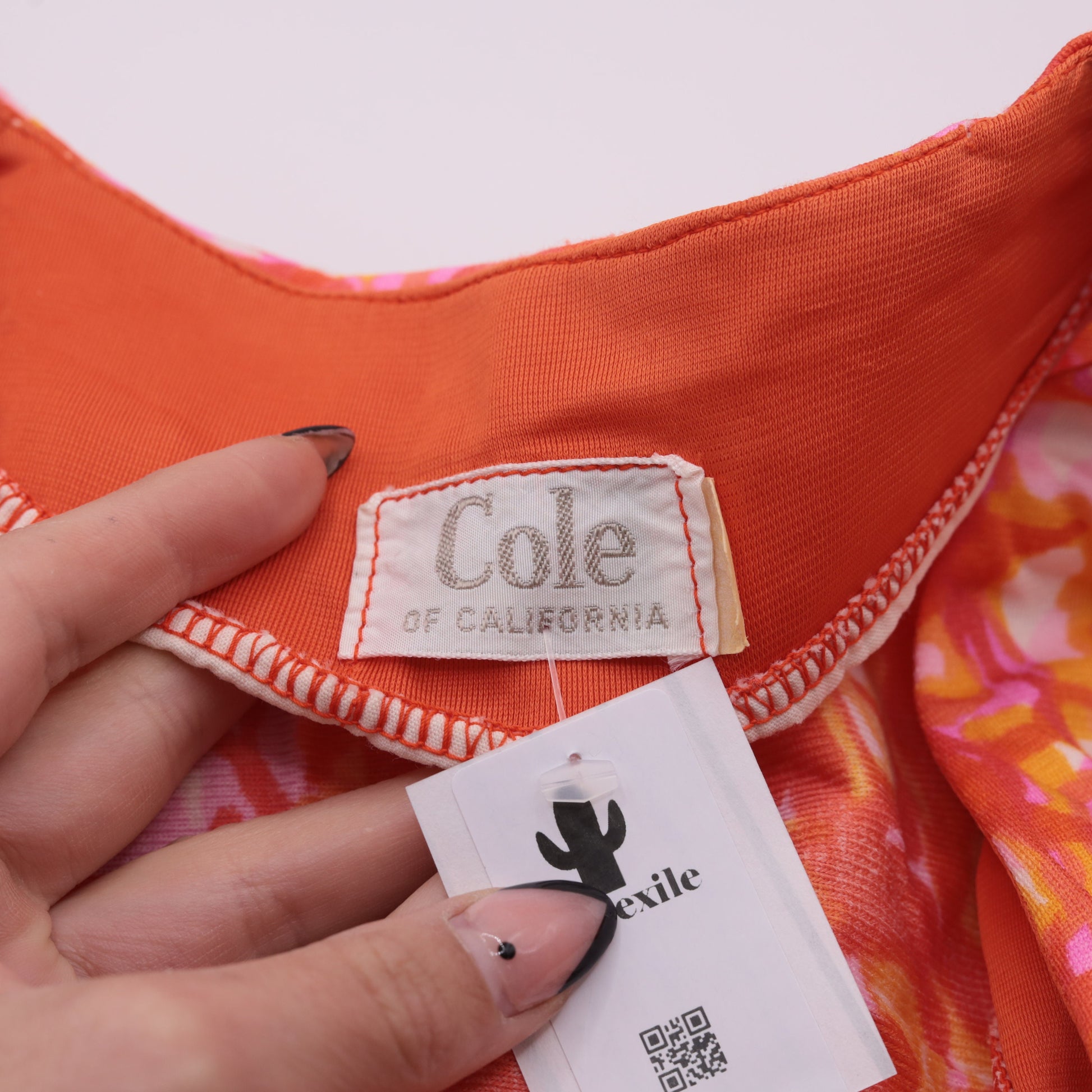 70s Cole of California Psychedelic Geometric Blazer V-Neck Orange Pink Medium