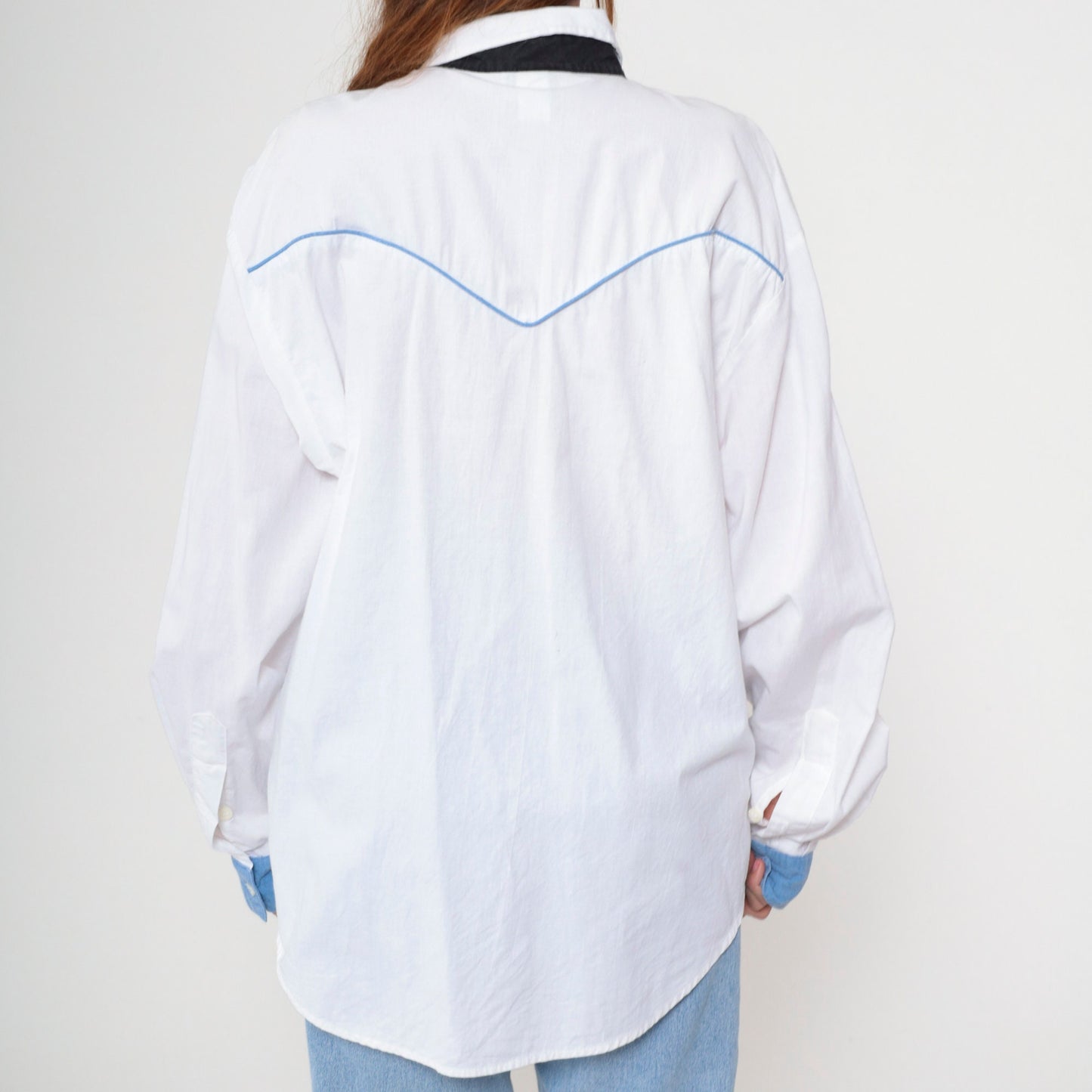 Y2K Southwestern Graphic Western Button-Up Shirt White Cotton Extra Large XXL