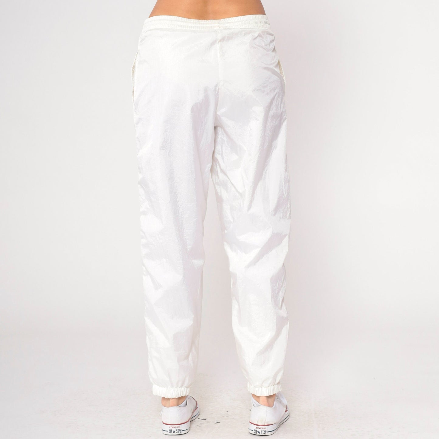 90s Off-White Nylon Track Pants Vintage Jogging Warmup Small