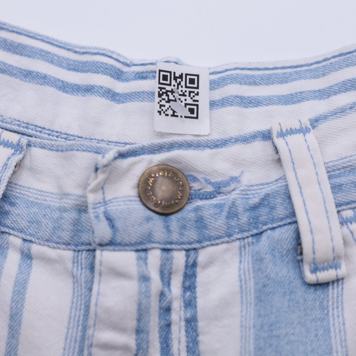 90s Wrangler Striped Denim Shorts High Waist Light Blue White Medium 31