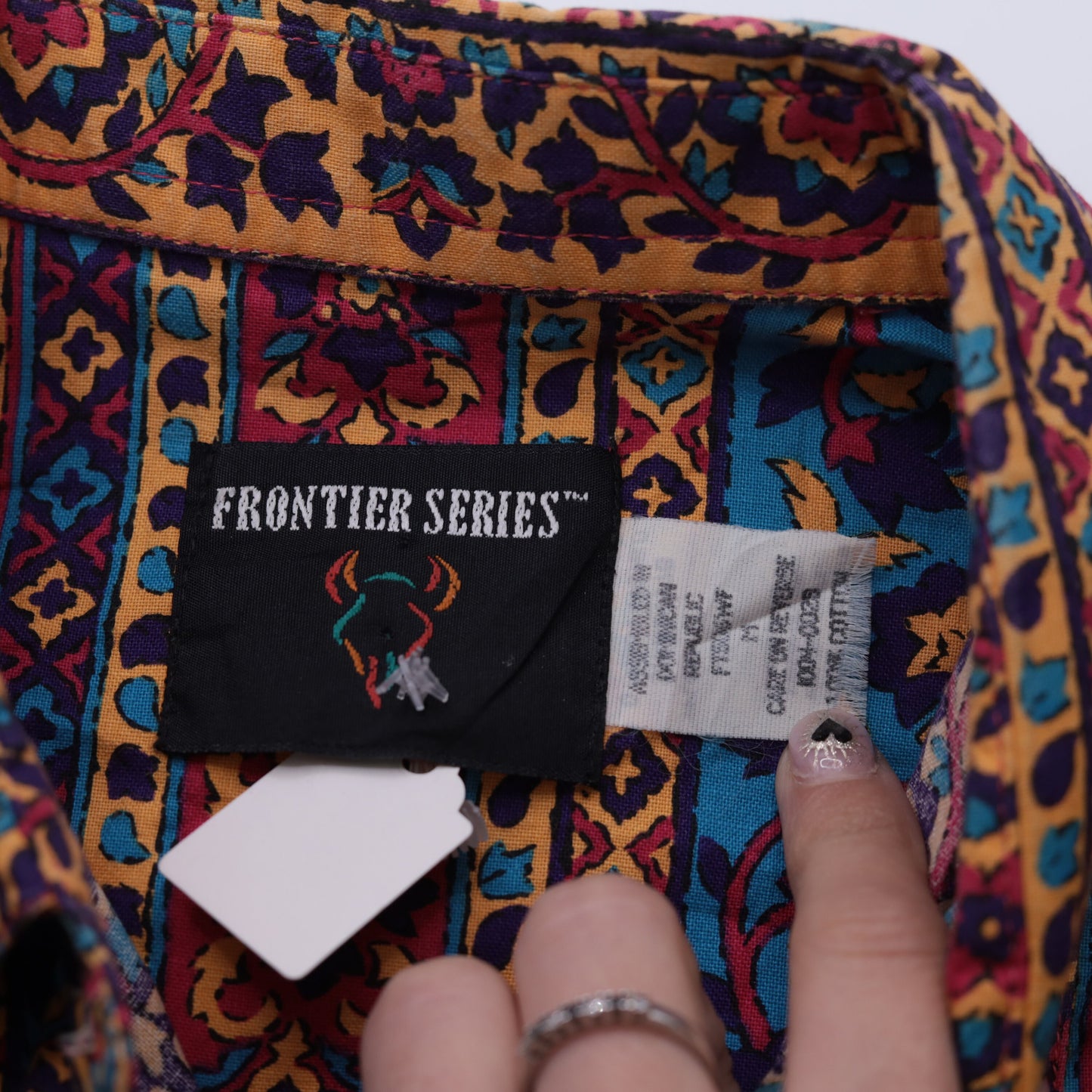 90s Frontier Series Western Floral Button Up Shirt Concho Medium