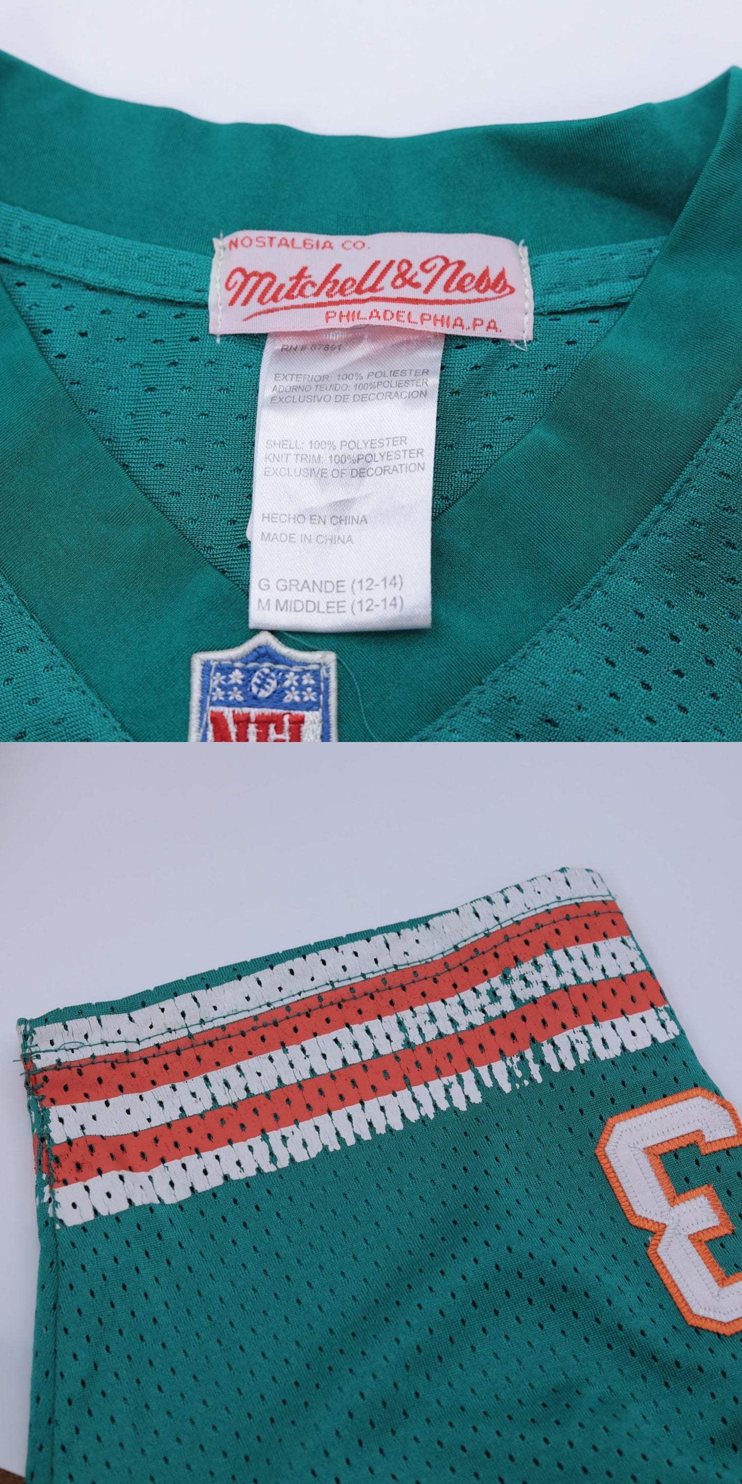 Mitchell & Ness Dan Marino #13 Miami Dolphins 1994 Jersey Green Kids Large