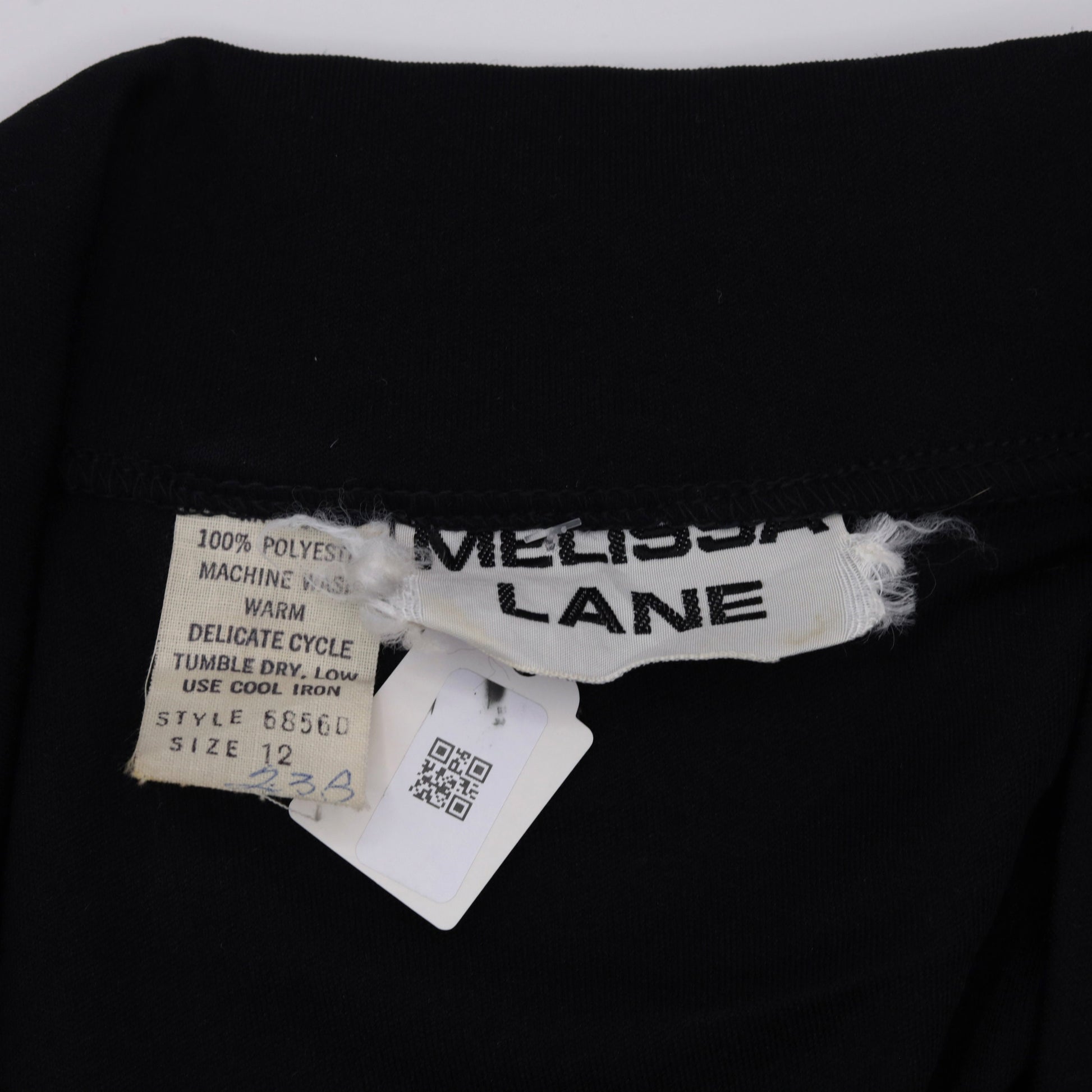 70s Black Long Sleeve Blouse Wide Collar Contrast Stitching Tie Belt Small