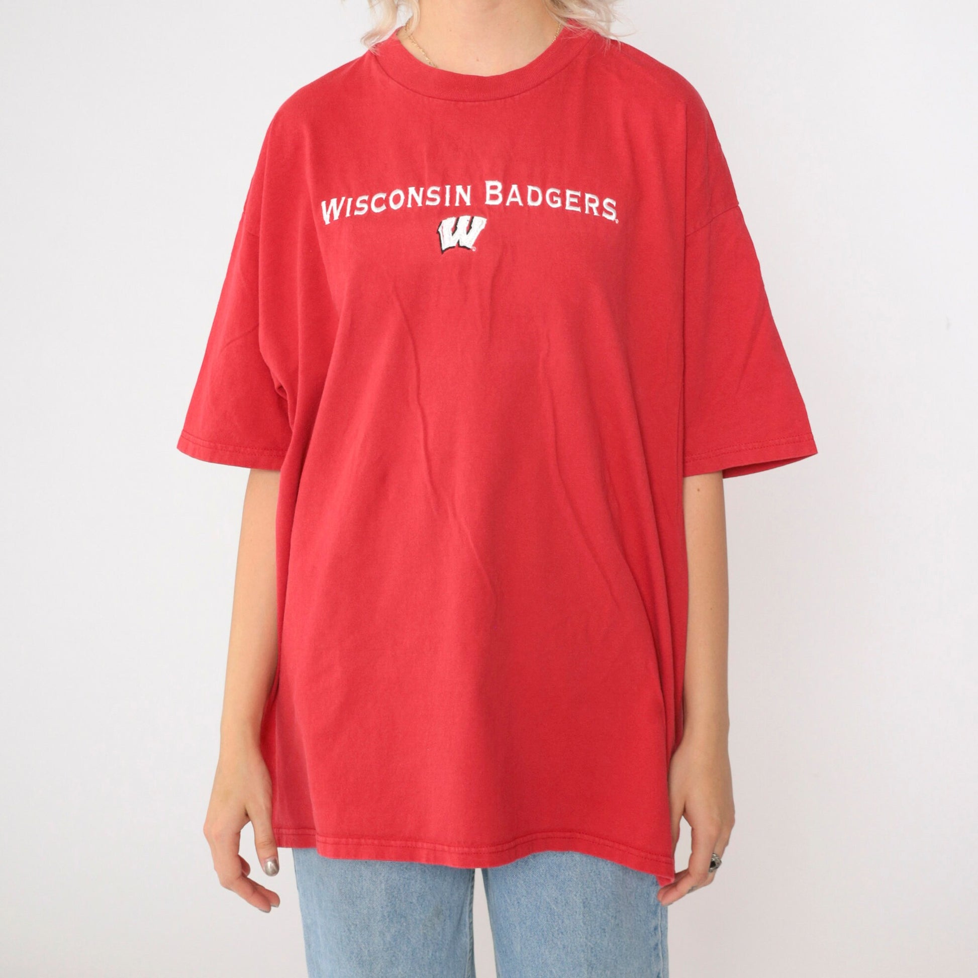 90s Champion Wisconsin Badgers Graphic T-Shirt Red Cotton Extra Large