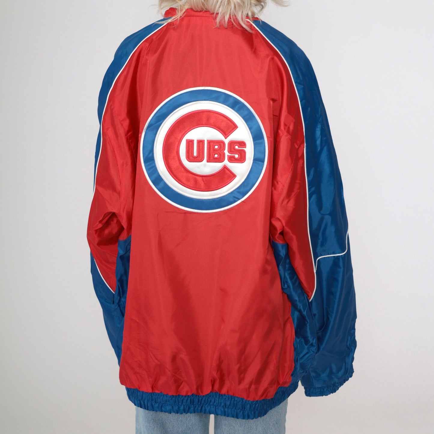 Chicago Cubs Reversible Windbreaker Fleece Jacket Red Blue Color Block XXL