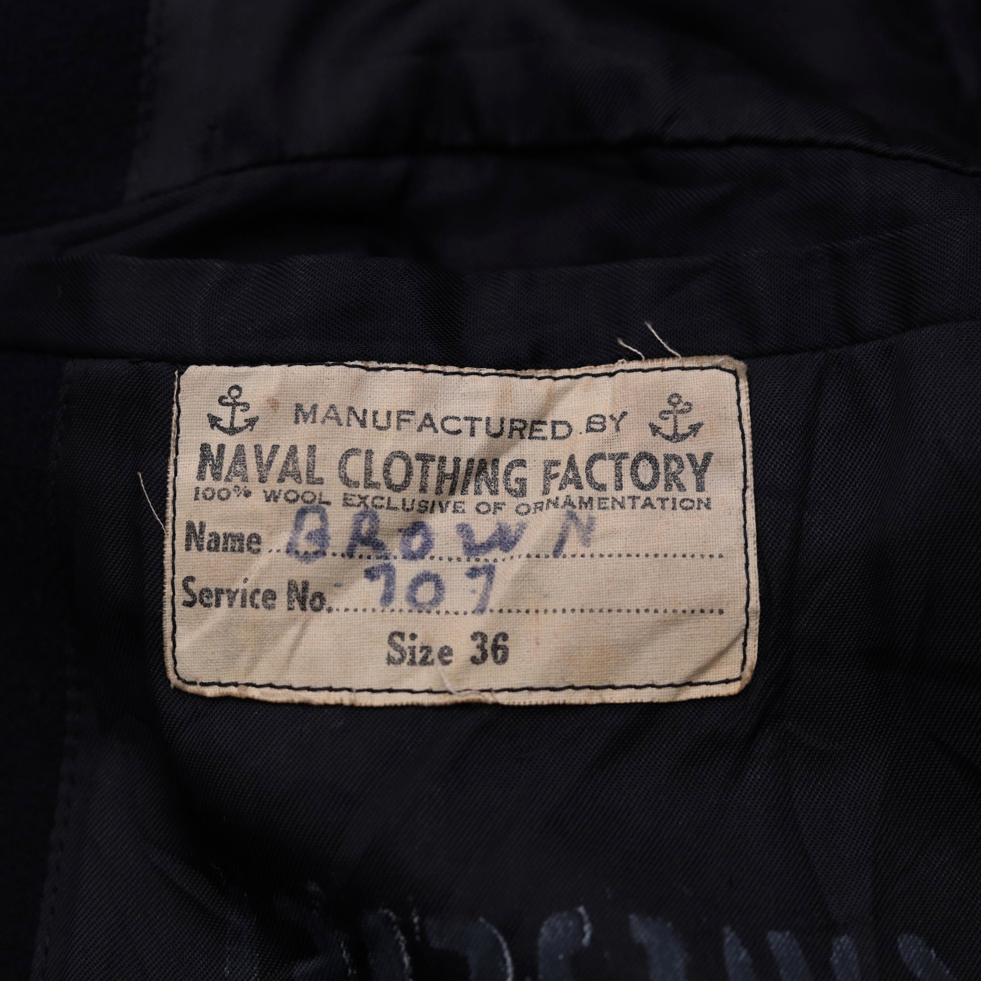 1940s US Navy Pea Coat Wool Double Breasted Black Jacket Medium 36