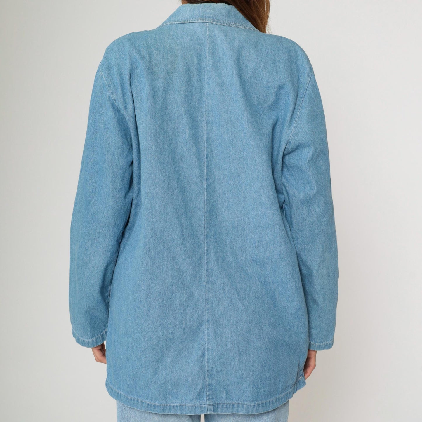 90s Bridge Sportswear Denim Blazer Blue Studded Rhinestone Lace Medium