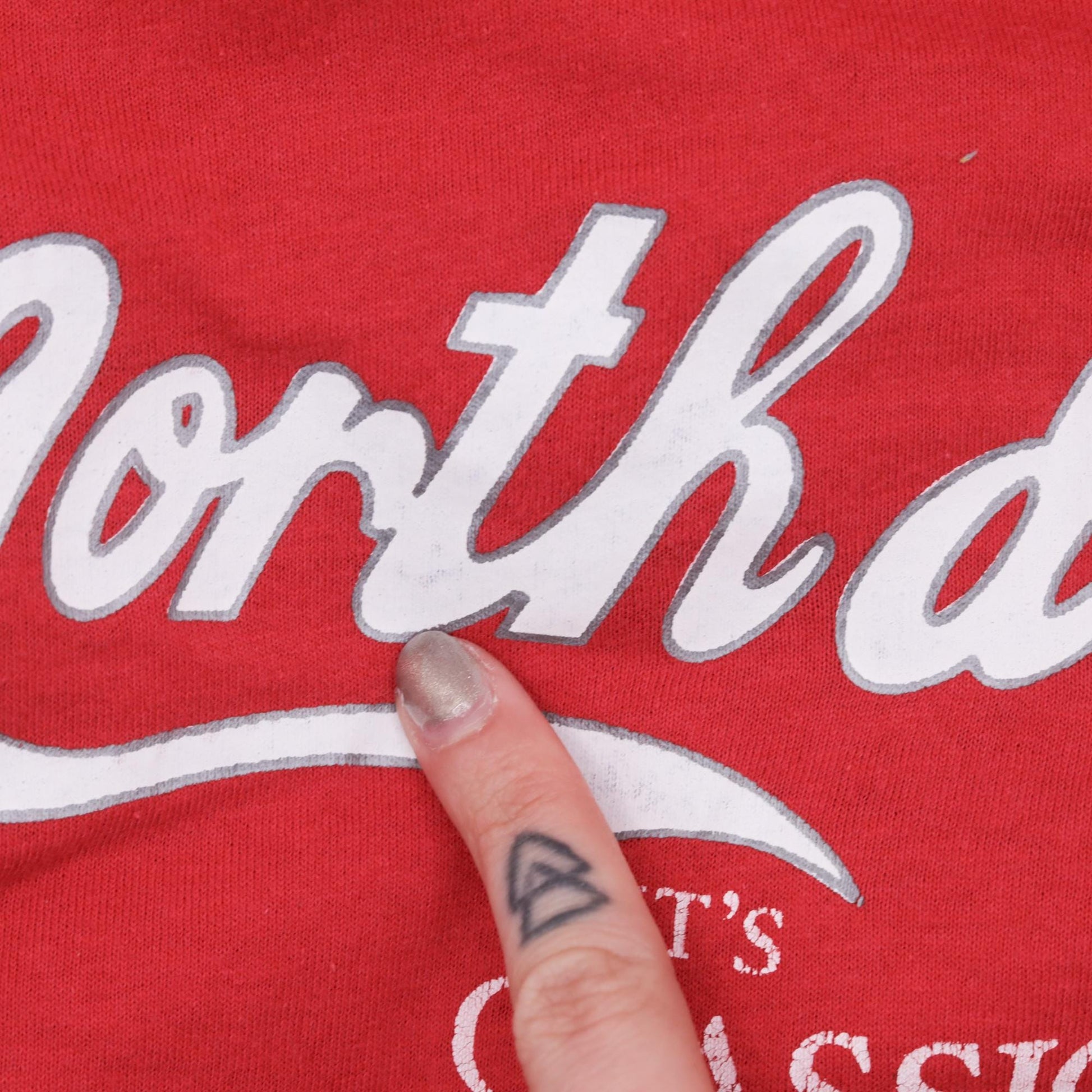 90s North daCola North Dakota Graphic T-Shirt Faded Red Medium