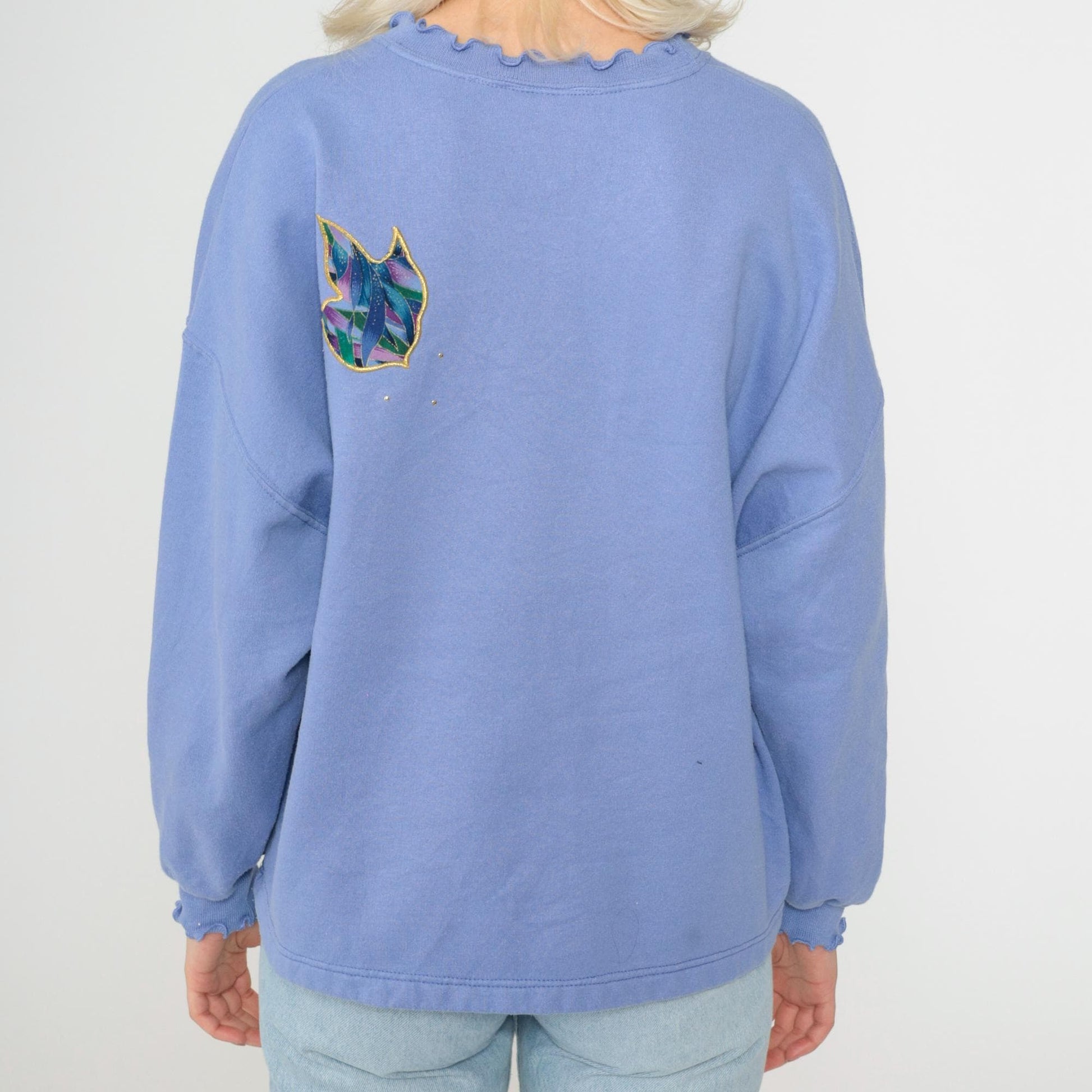 90s Jerzees Heart Leaf Studded Sweatshirt Lavender V-Neck Extra Large XXL