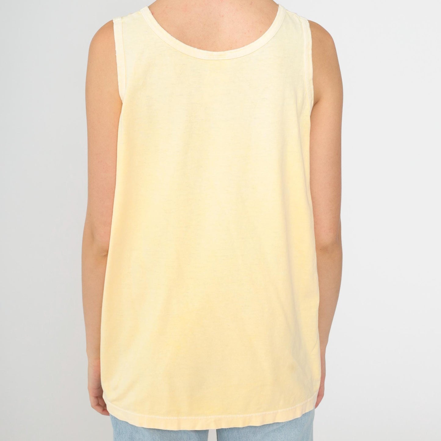 90s Maui Fish Shirt Yellow Tropical Tank Top Cotton Medium