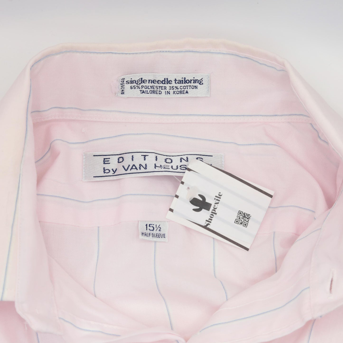 90s Van Heusen Striped Oxford Button-Up Shirt Baby Pink Blue Men's Medium