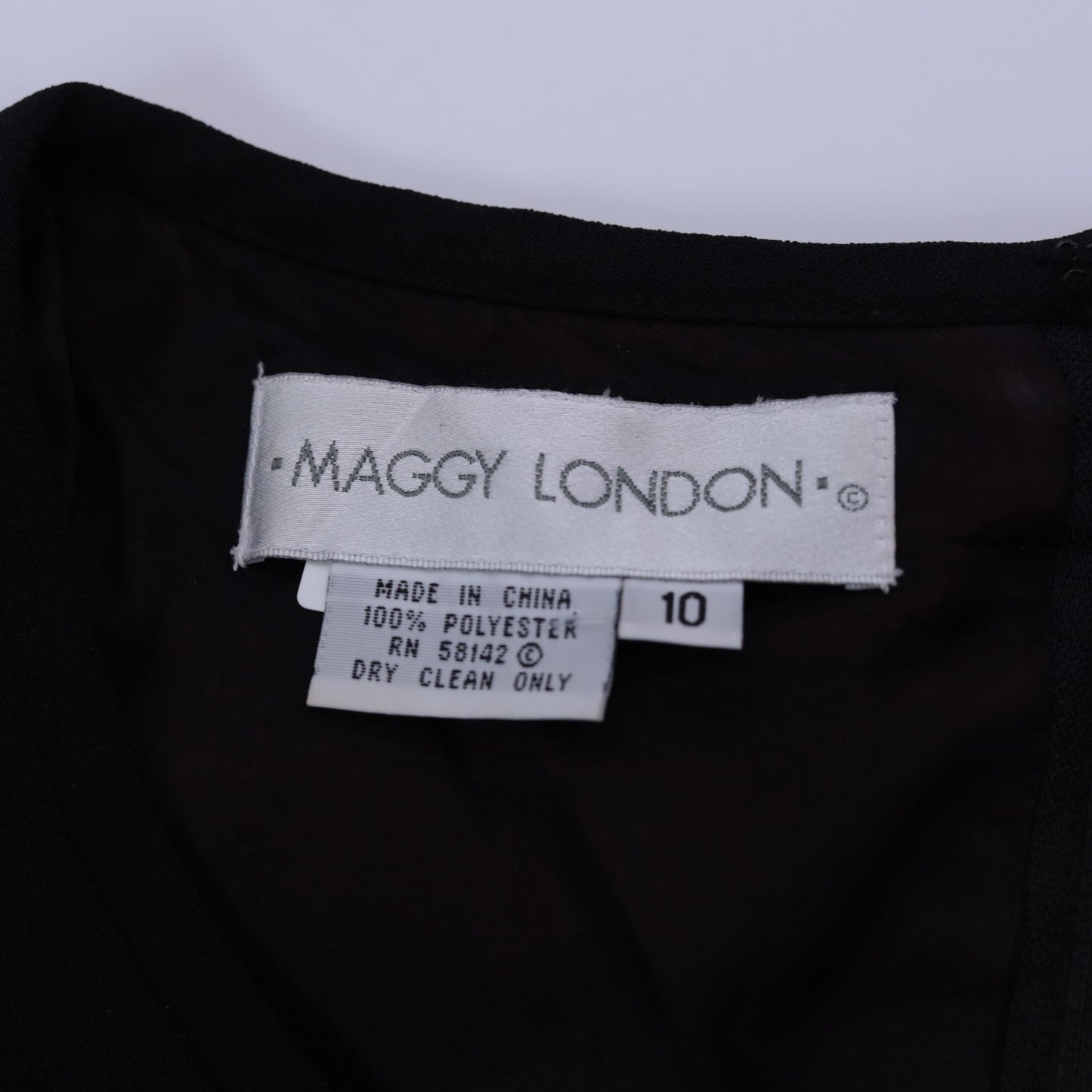 90s Maggy London Black Knee-Length Sheath Dress Rhinestone Clasp Medium