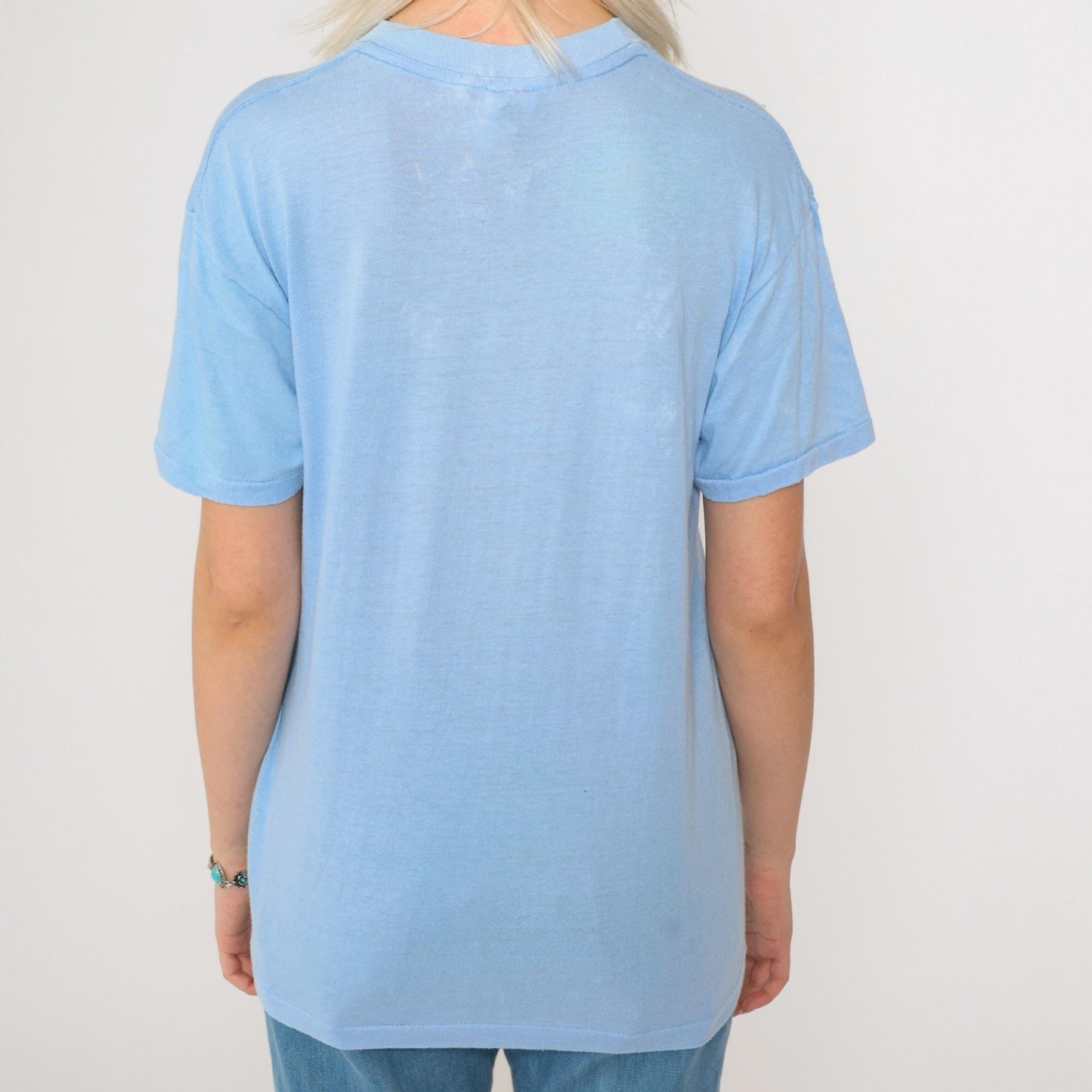 80s Hoosick Falls Girls Invitational Basketball Tournament Tee Light Blue Small