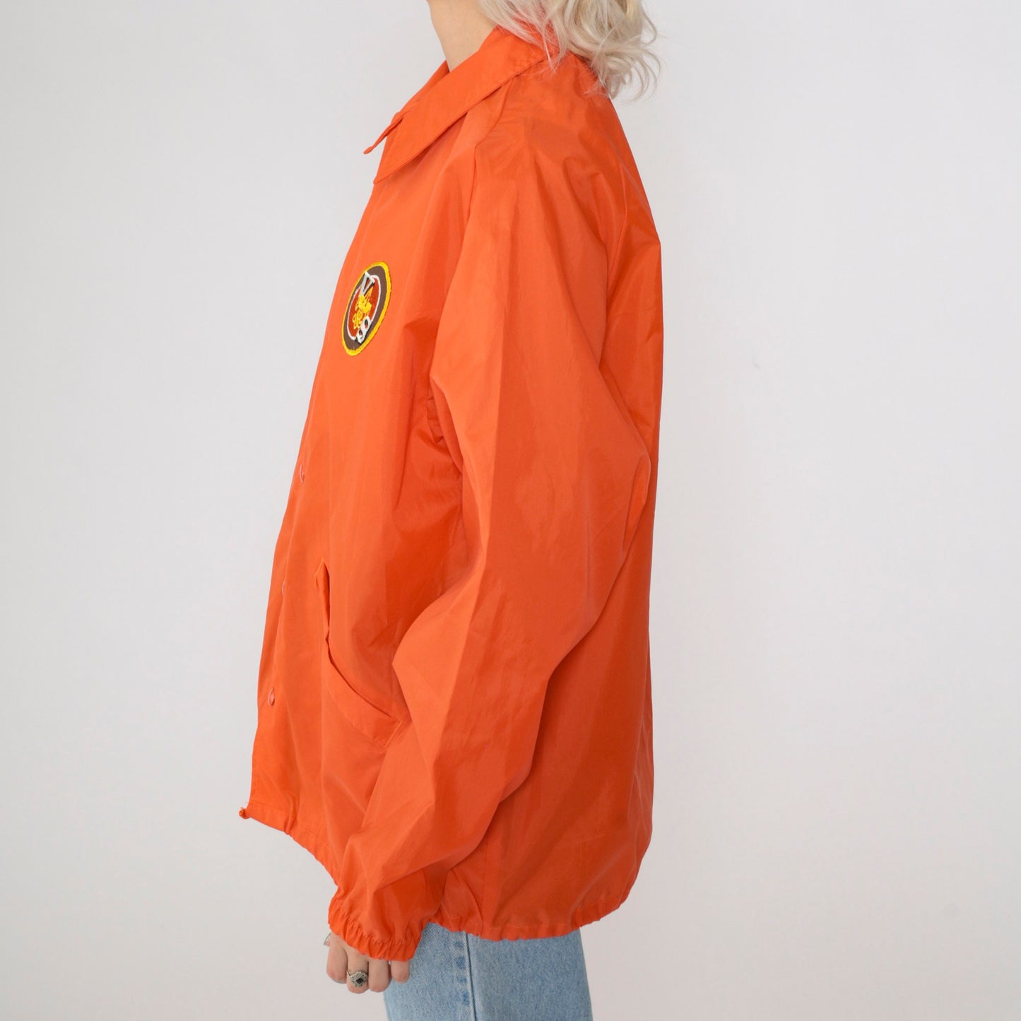 70s Boy Scouts of America Varsity Scout Orange Nylon Windbreaker Jacket Large L