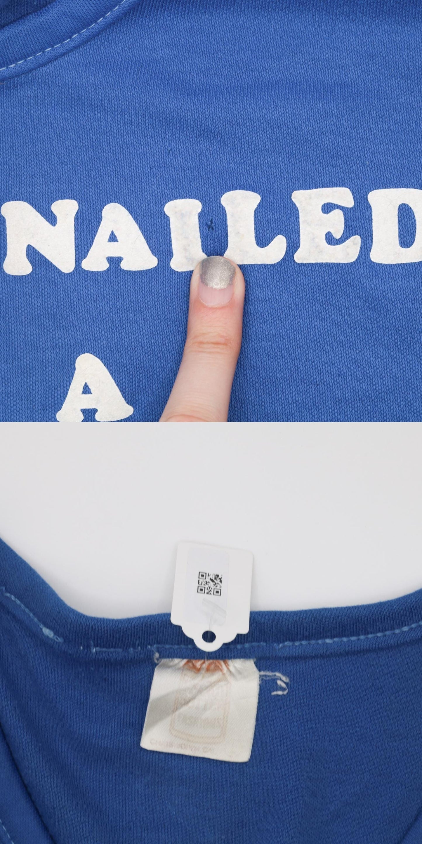 80s Maternity Graphic T-Shirt I Got Nailed By A Carpenter Blue Medium