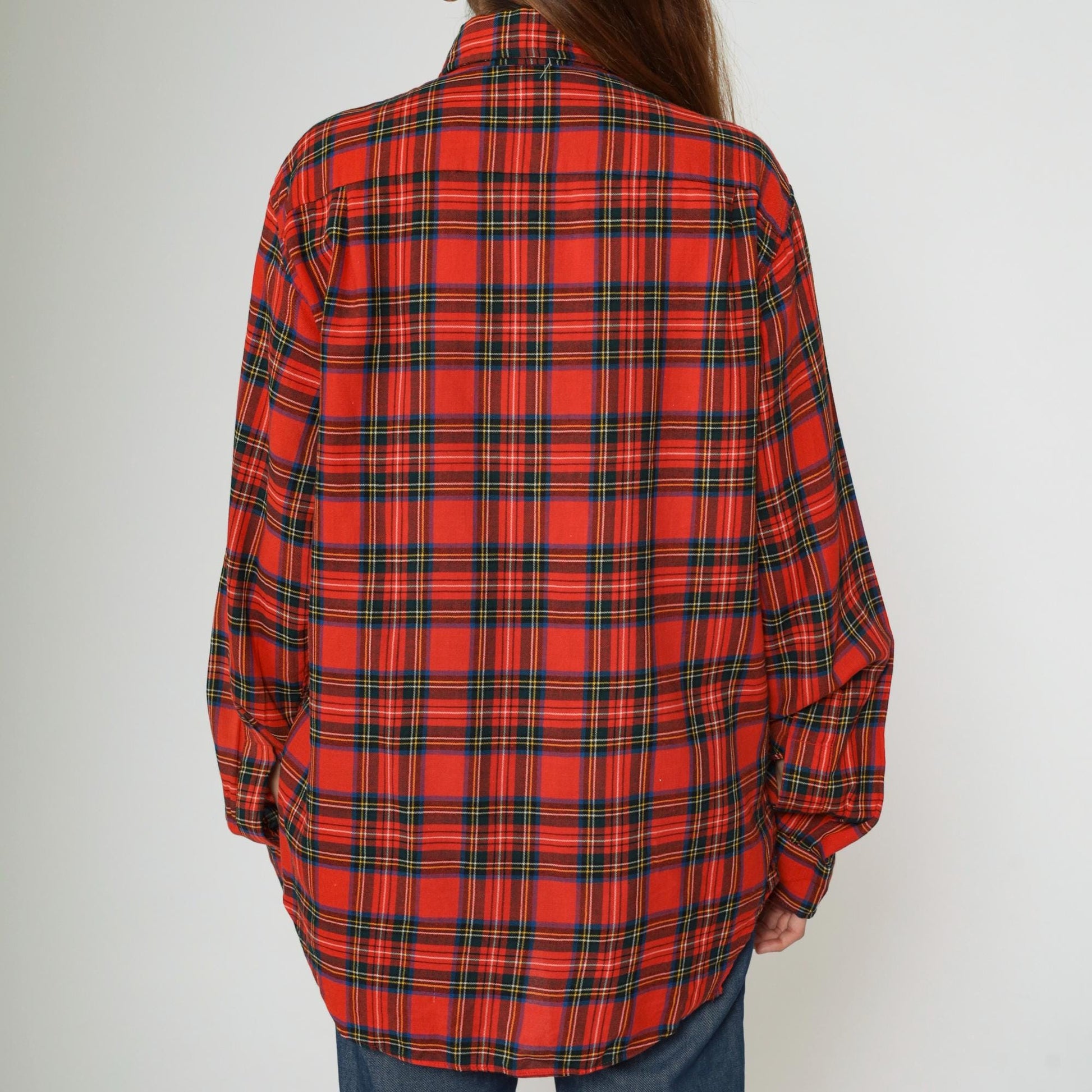 80s Brooks Brothers Red Plaid Wool Blend Button-Up Shirt Extra Large XL