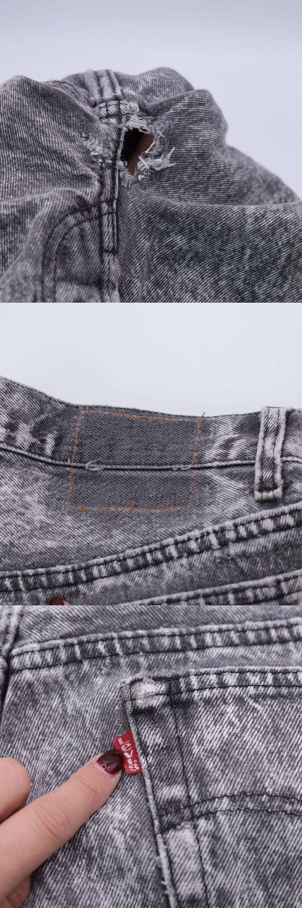 90s Levi's Acid Wash Grey Straight Leg Jeans High Waist Small 28