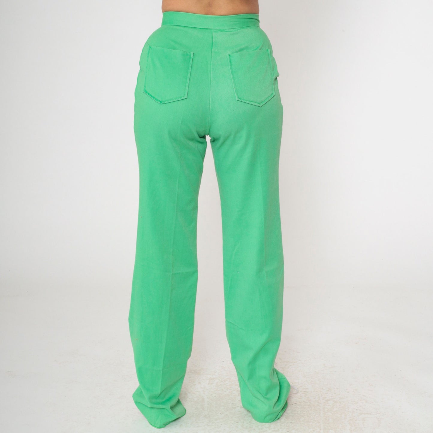 70s Girl Scouts Green High-Waisted Straight Leg Trousers Small