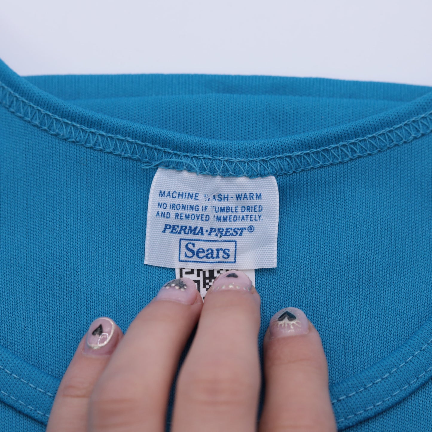 70s Sears Tank Top Bright Blue Scoop Neck Sleeveless Small S