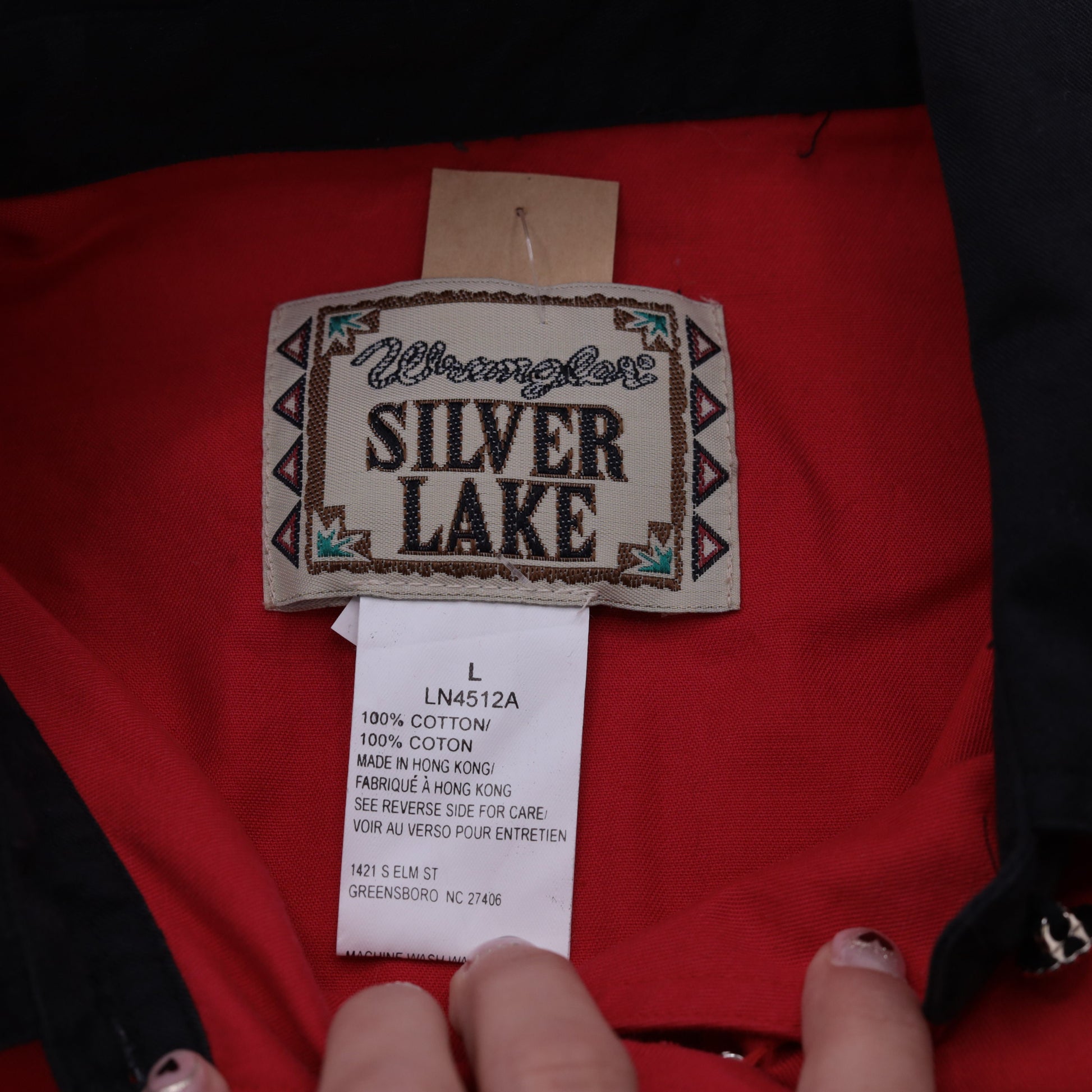 Y2K Wrangler Silver Lake Color Block Western Shirt Red Black Cotton Large
