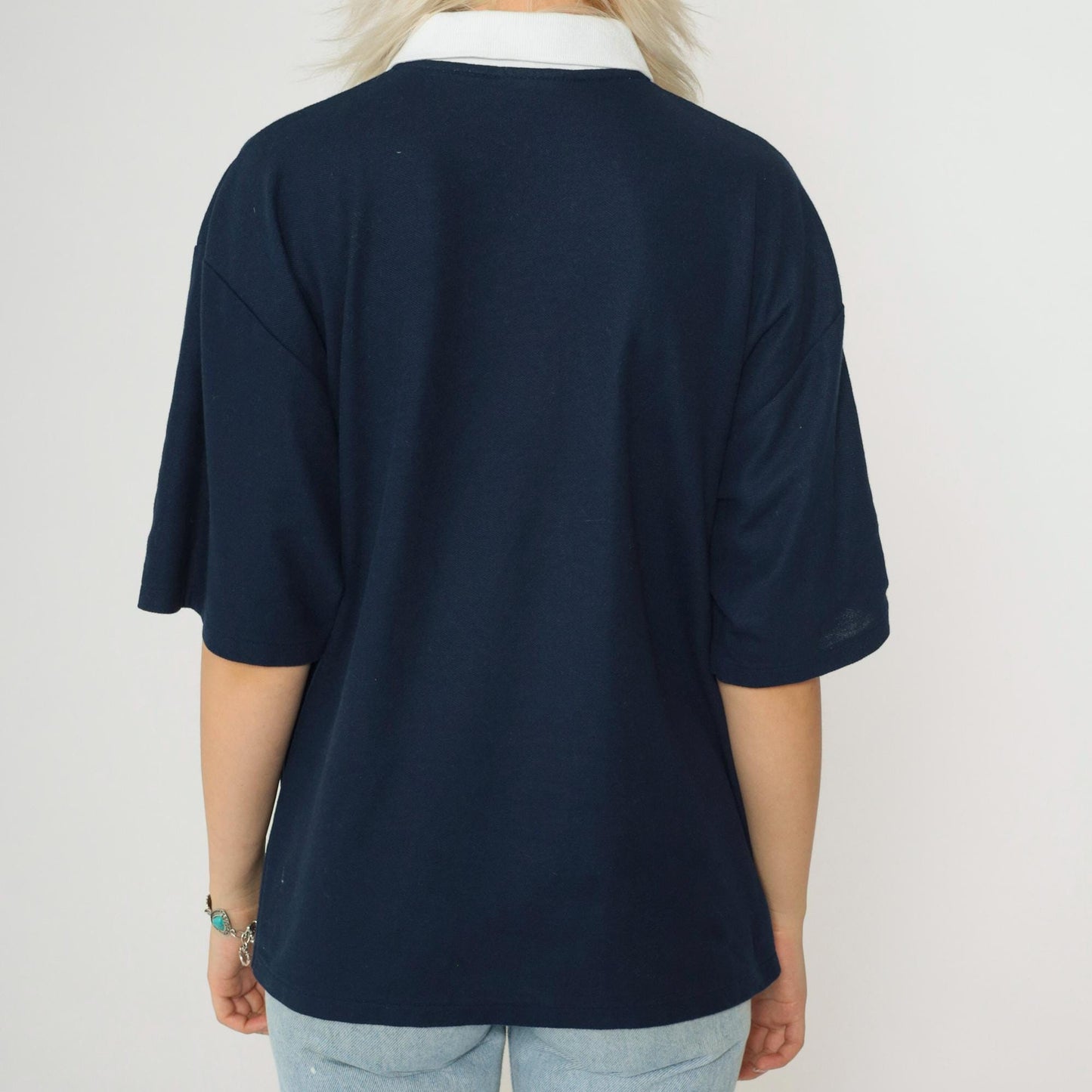 90s Bounty Cruises Sydney Polo Shirt Navy Blue Sailboat Graphic Medium