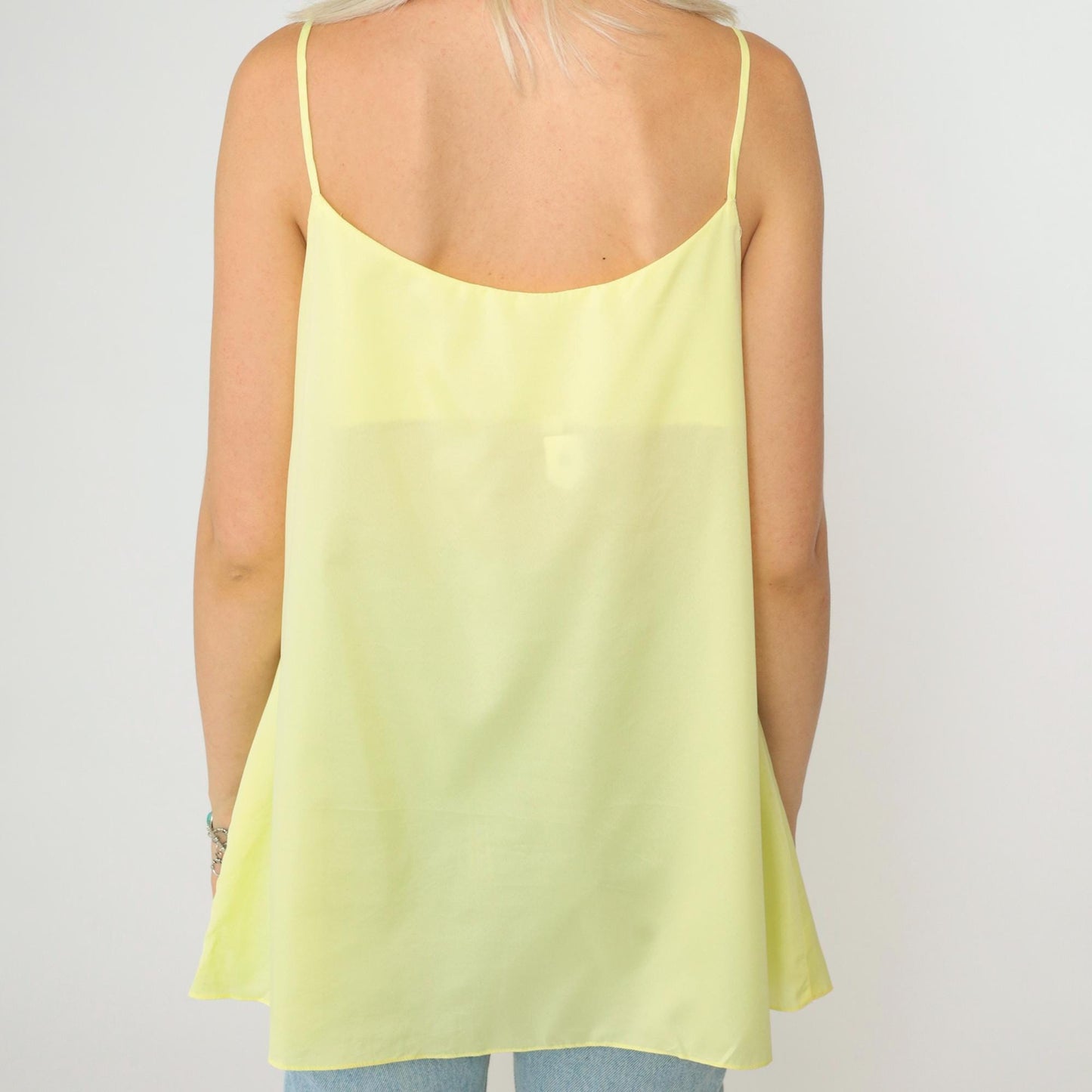 00s Yellow Babydoll Tank Top Spaghetti Strap Empire Waist Medium