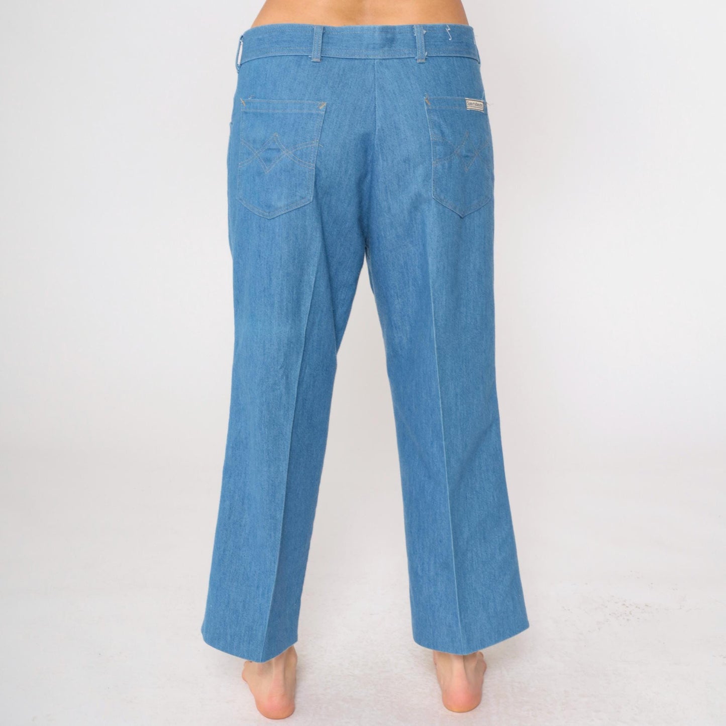 80s Sport Abouts High Waist Straight Leg Cropped Jeans Blue Denim 34x26
