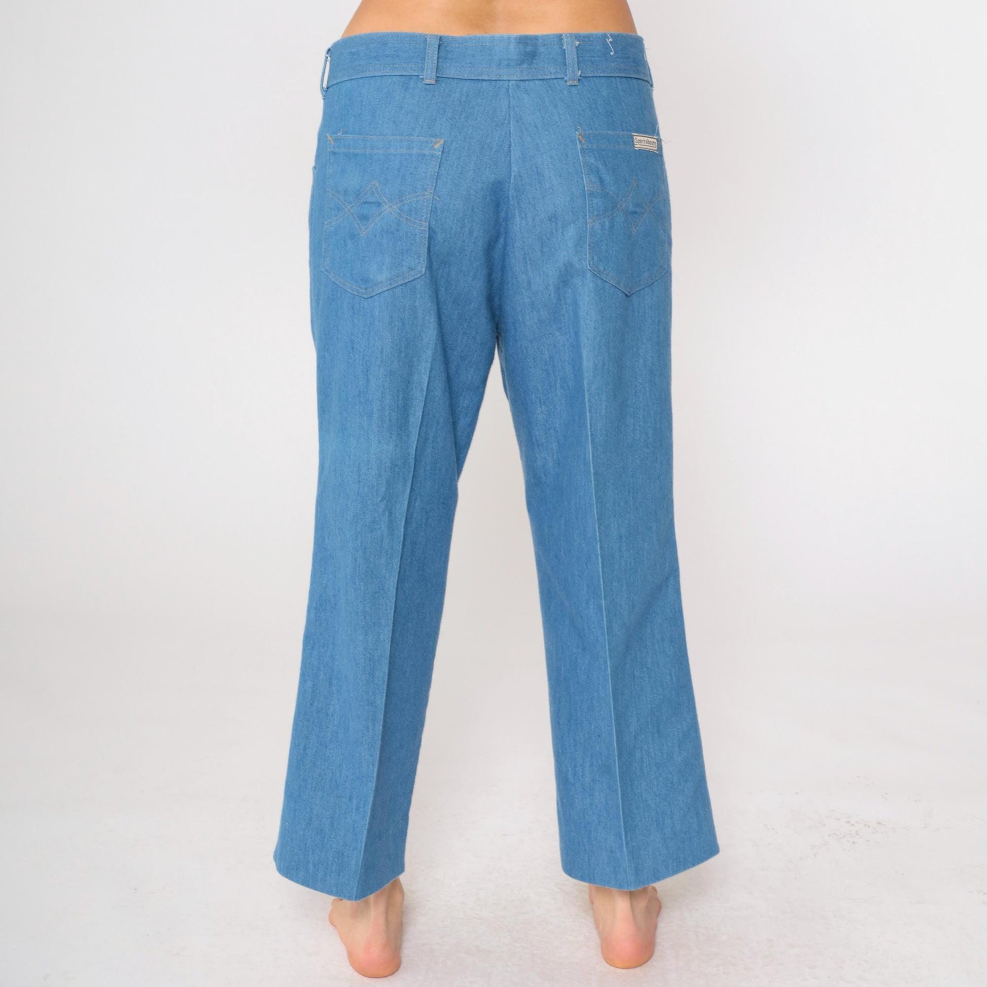 80s Sport Abouts High Waist Straight Leg Cropped Jeans Blue Denim 34x26
