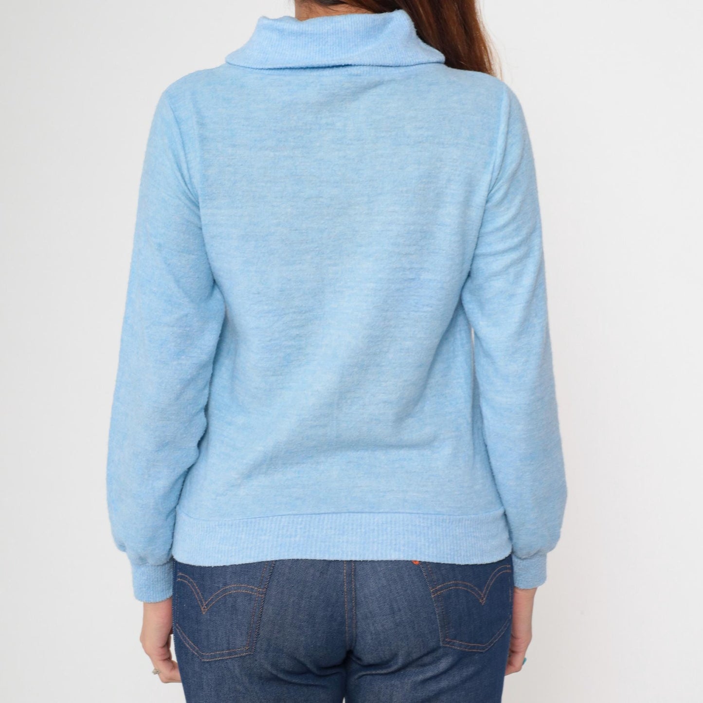 80s Baby Blue Turtleneck Sweatshirt Ski Modes Slouchy Small Medium