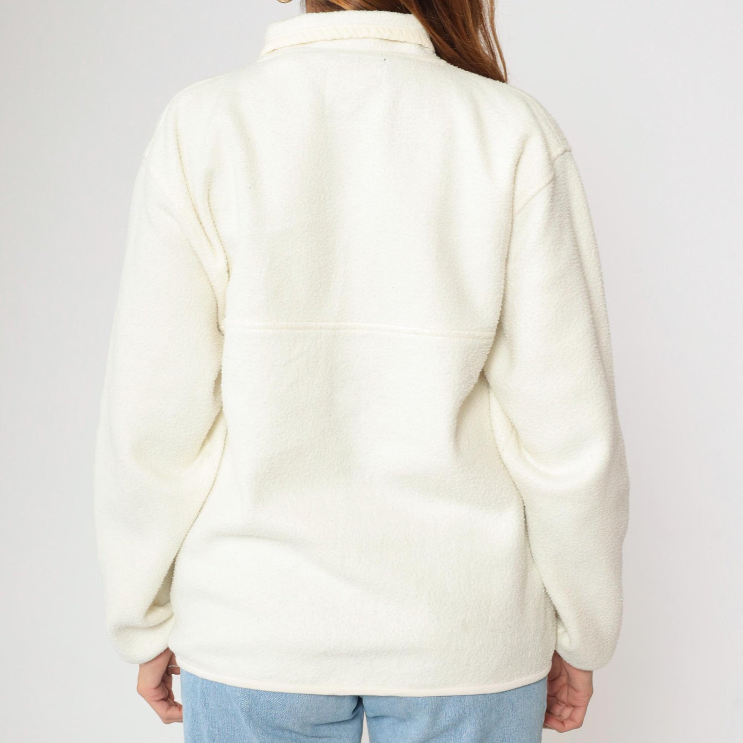 90s Gap Cream Fleece Quarter-Snap Sweatshirt Small