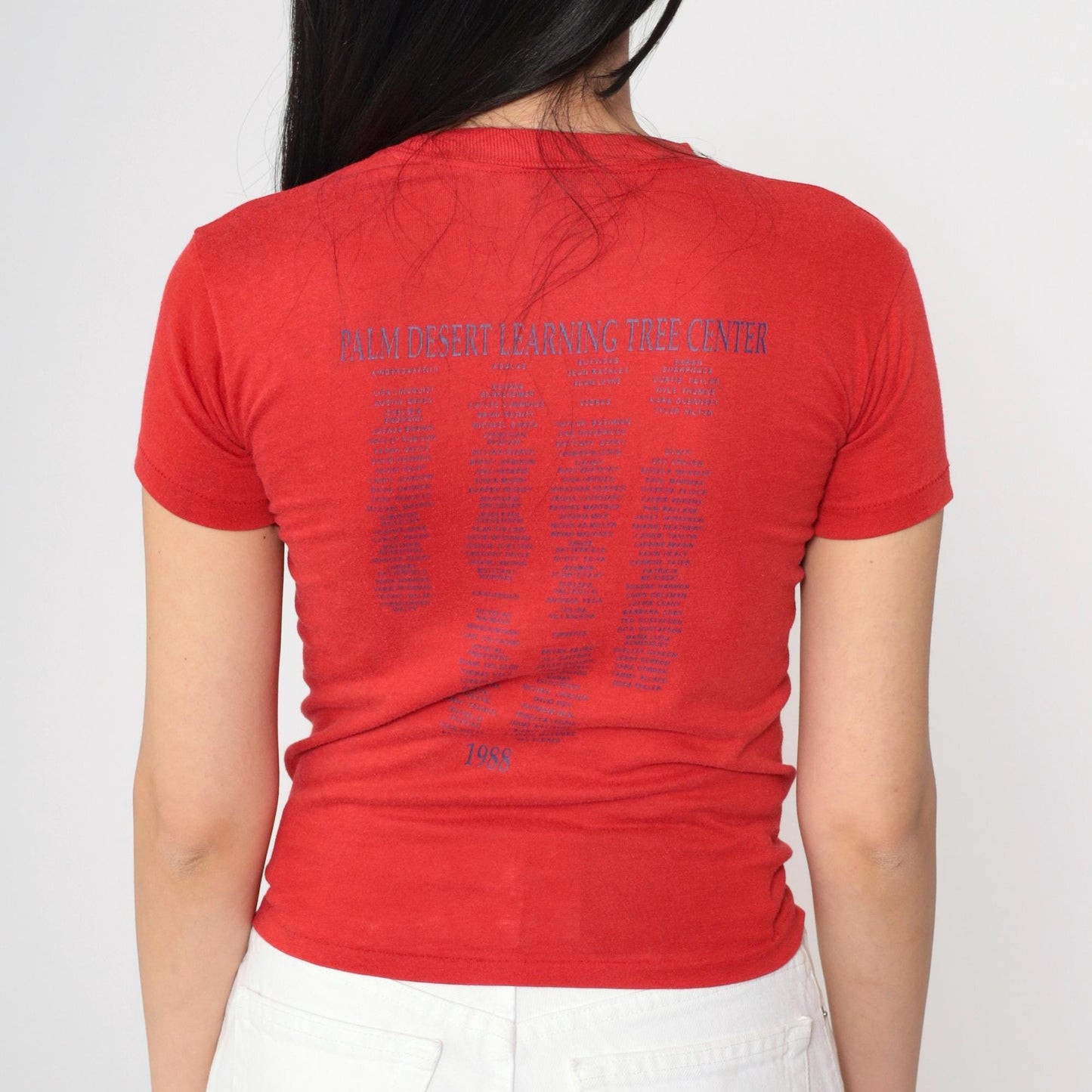 80s Palm Desert Learning Tree Center Graphic Tee Red Cotton XS