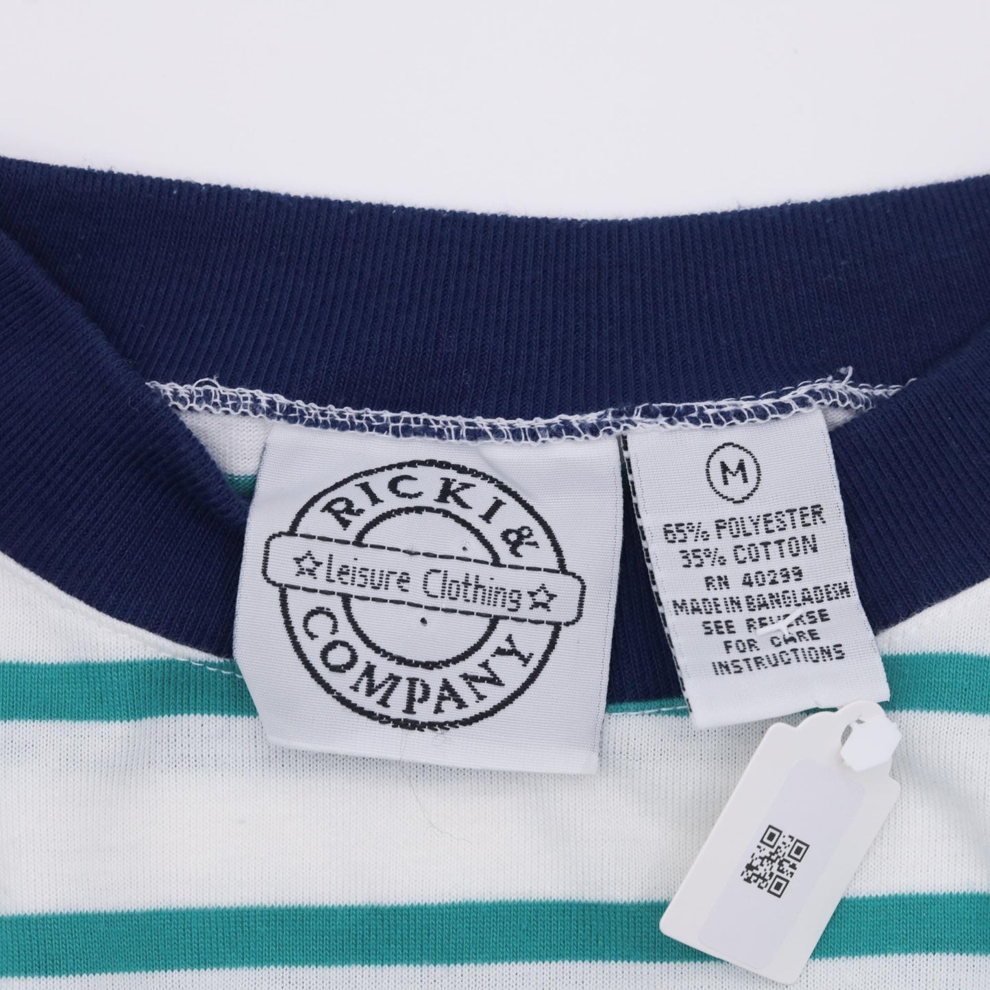 90s Royal Academy Crest Striped T-Shirt Green White Ringer Tee Medium