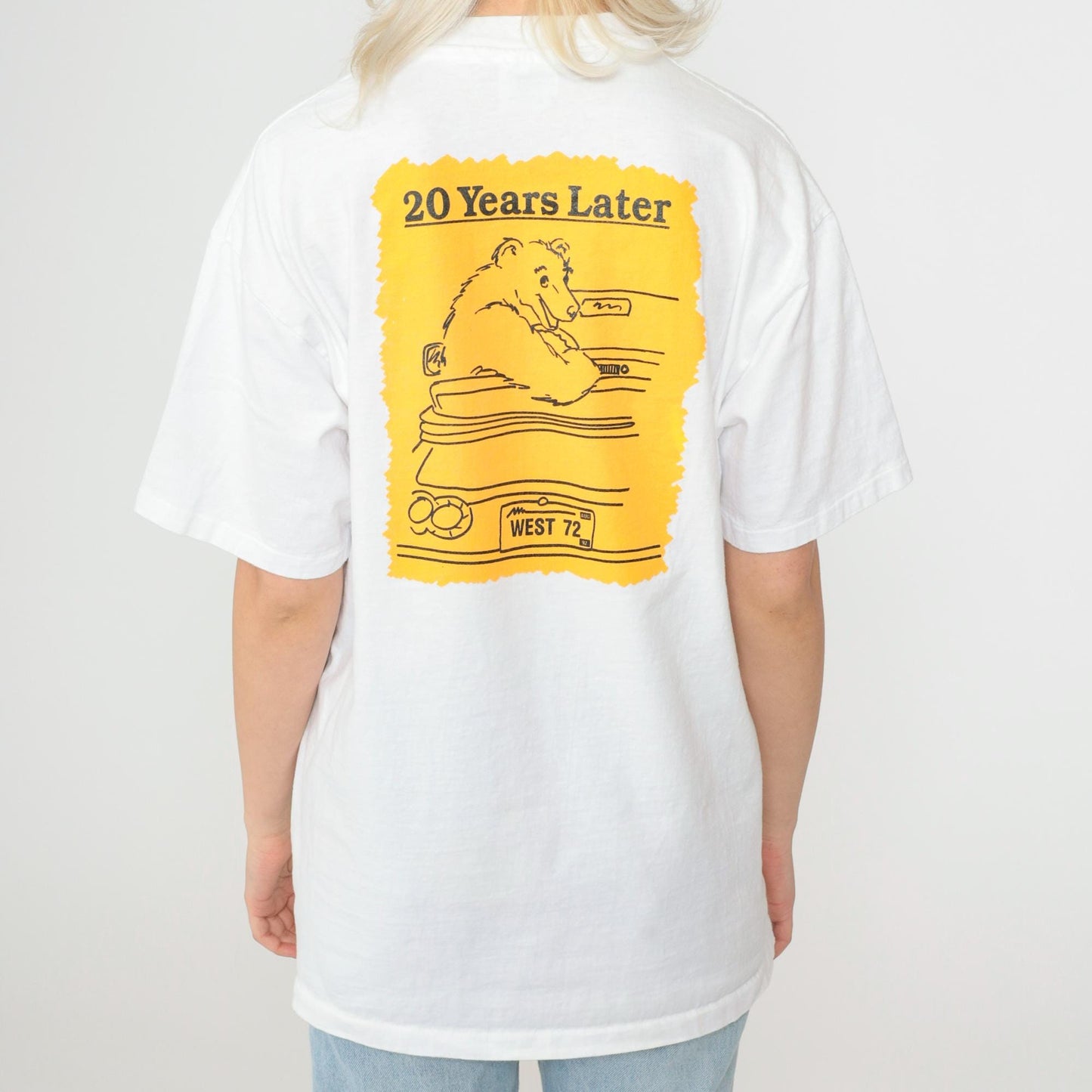 90s Billings West High School Class of '72 Reunion Bear Graphic Tee White Large